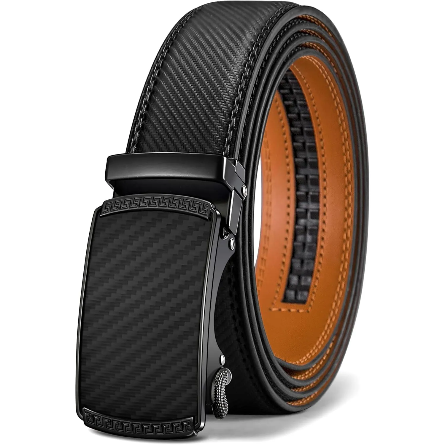 BULLIANT Gürtel Herren, Gürtel Ratsche Ledergürtel Automatikschließe für Herren Anzug Business Kleidung,Breit 35mm,Größ…