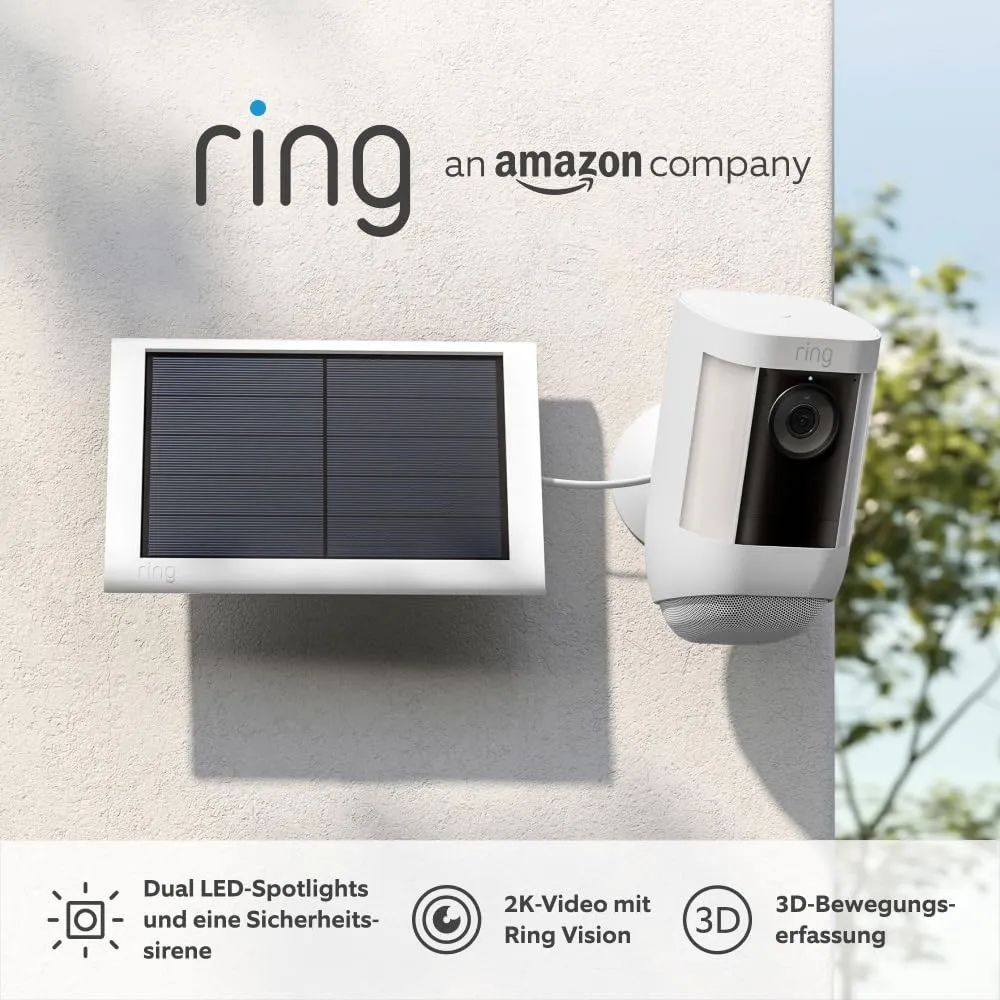 Ring Spotlight Kamera Pro Solar (Spotlight Cam Pro Solar)|2K-Video mit Ring Vision, 3D-Bewegungserfassung, LED-Spotligh…