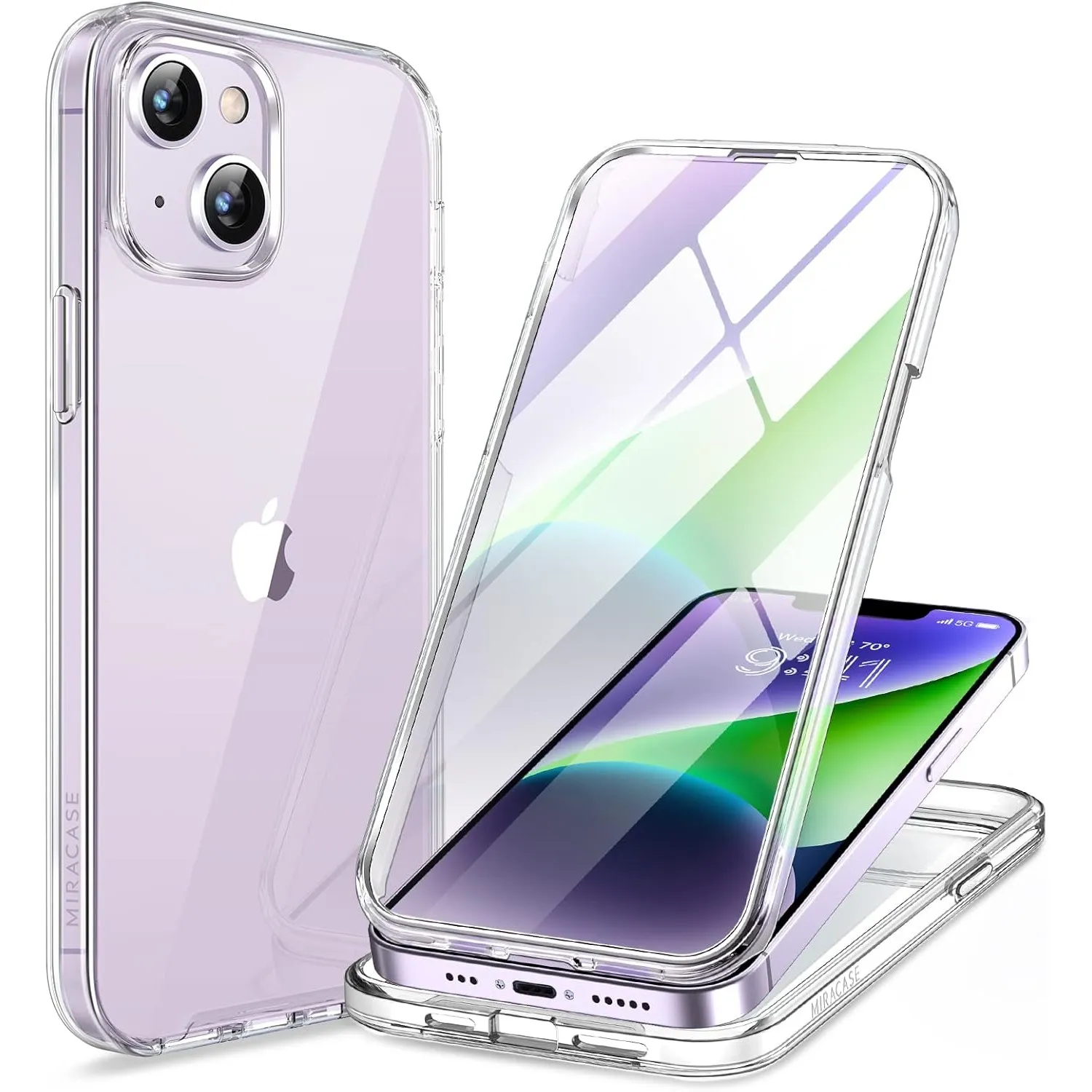 Miracase 360 Grad Hülle für iPhone 13/ iPhone 14 (6.1 Zoll), Ganzkörper Schutzhülle mit eingebauter Glas Displayschutzf…