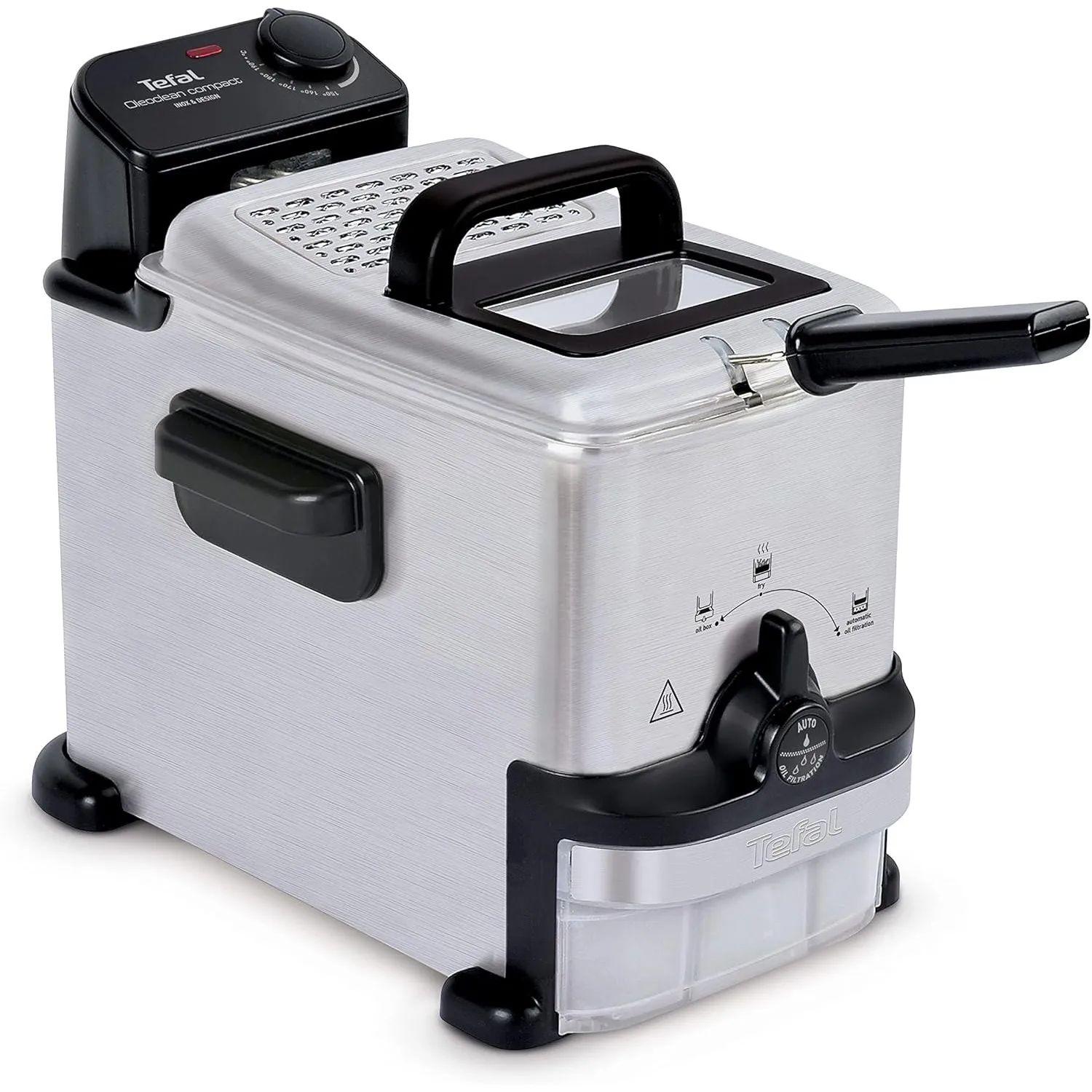 Tefal Oleoclean Compact Elektrische Fritteuse, 2 L Öl-Kapazität, Fritteuse mit Ölfiltration, spülmaschinenfeste Teile, …
