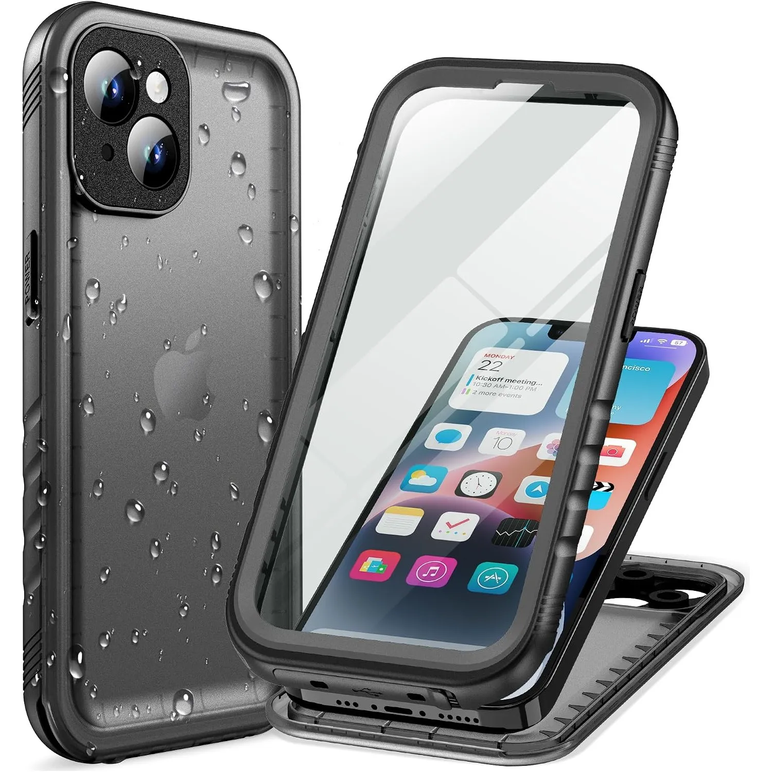 Cozycase TOP Militärschutz wasserdichte 360 Hülle Für iPhone 14, Schwarz