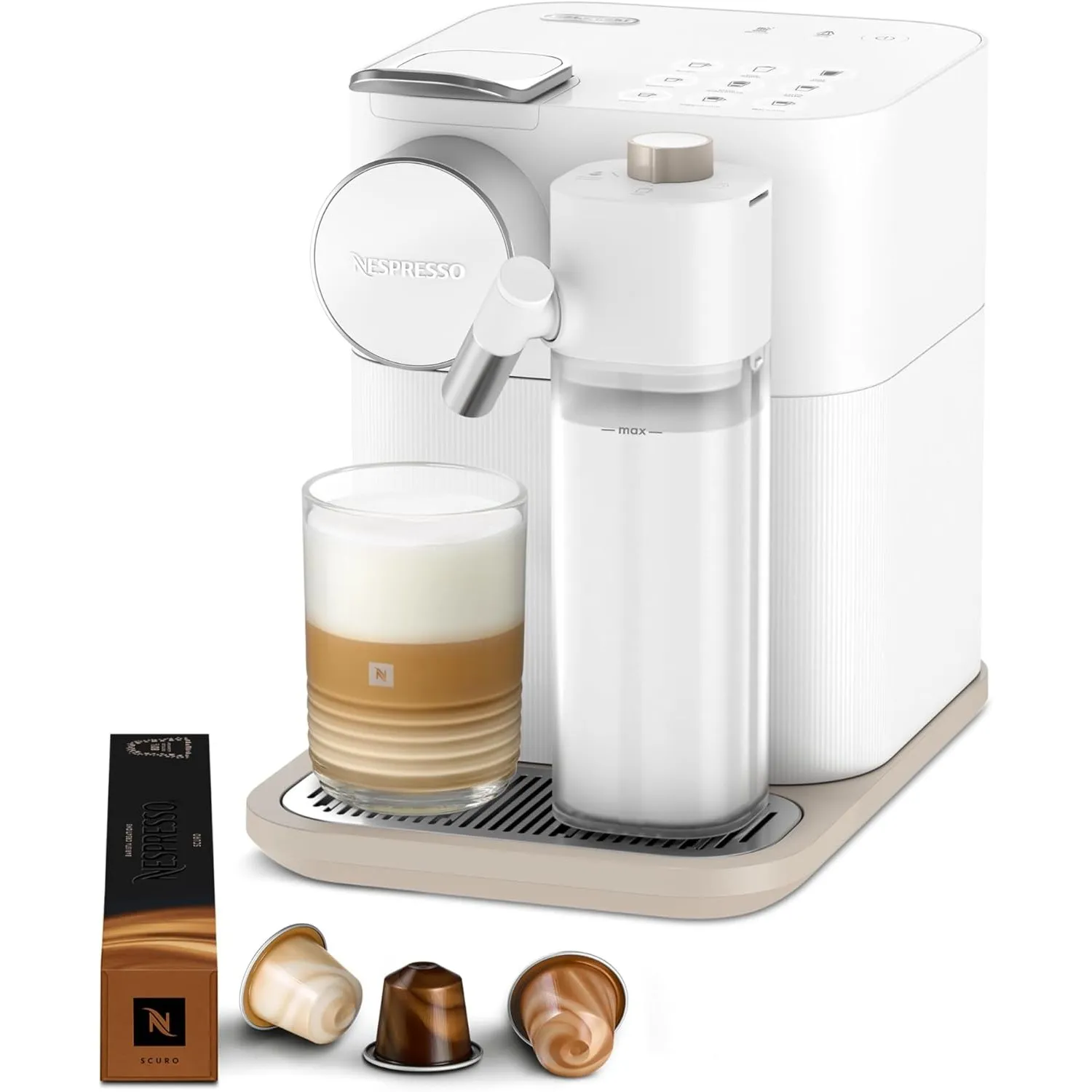 NESPRESSO DE’LONGHI Gran Lattissima Weiß Original Kapselmaschine EN640.W