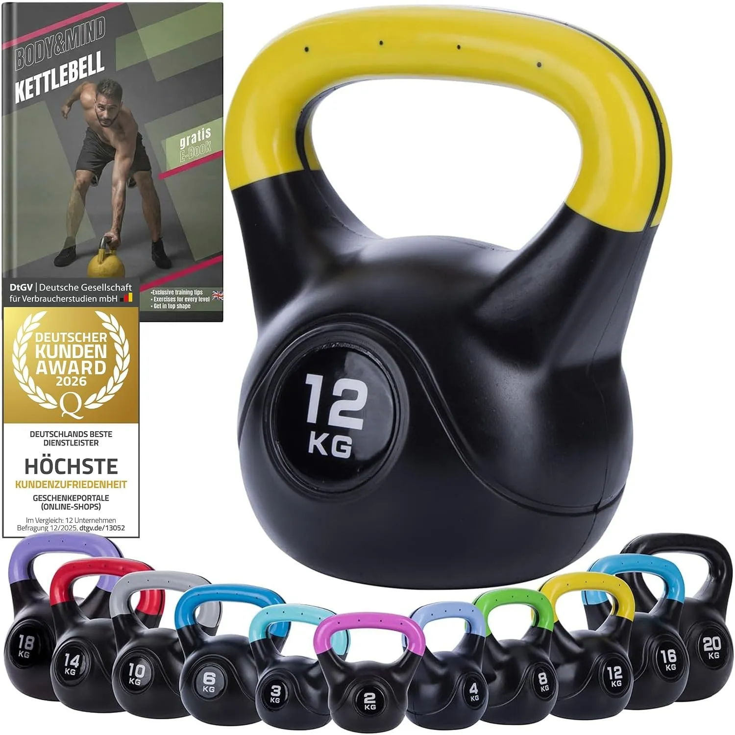 Body & Mind® Kettlebell Kugelhantel - bodenschonende Schwunghantel Home-Gym