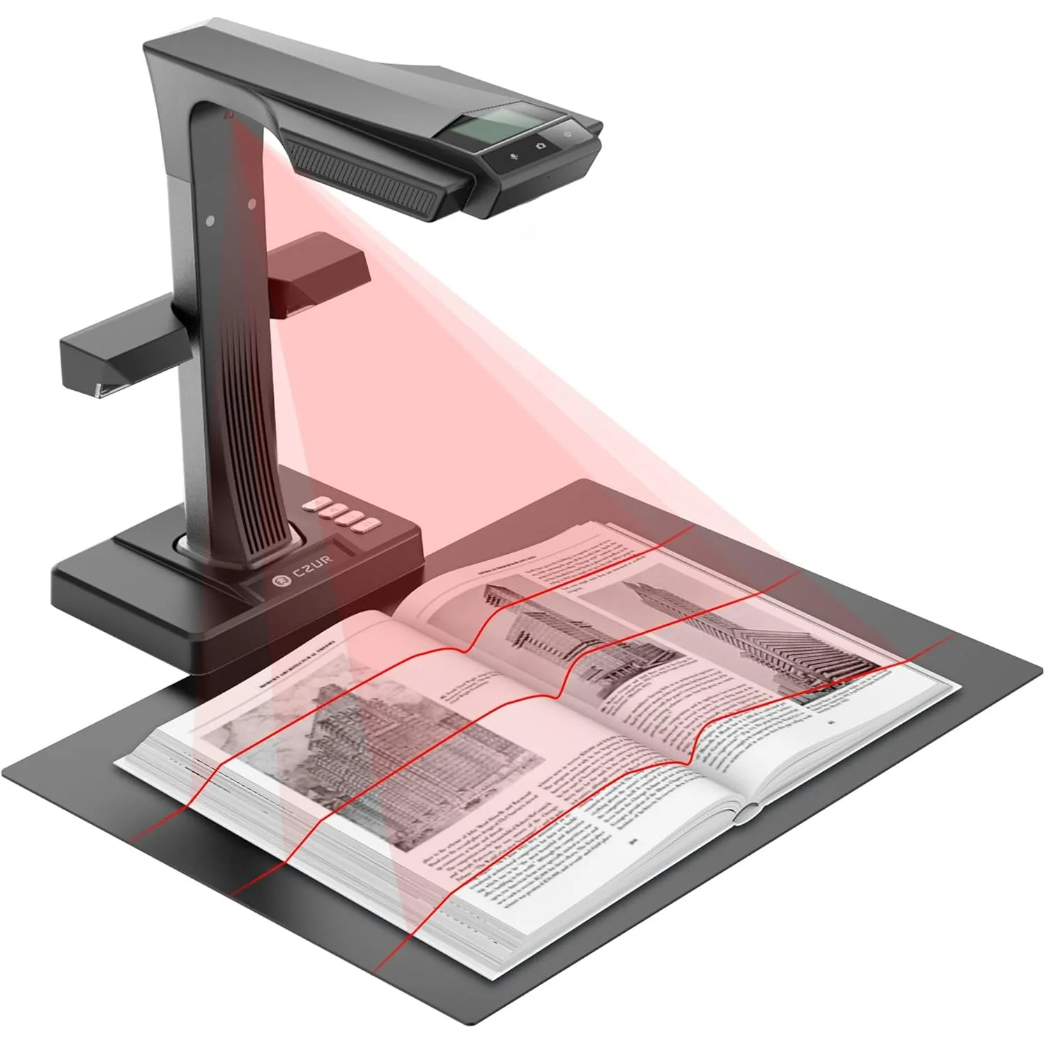 CZUR ET24 Pro 24MP Buchscanner mit Auto-Seiten-Glättung, A3 Scanner mit HDMI, OCR 180+ Sprache, Dokumentenscanner konta…