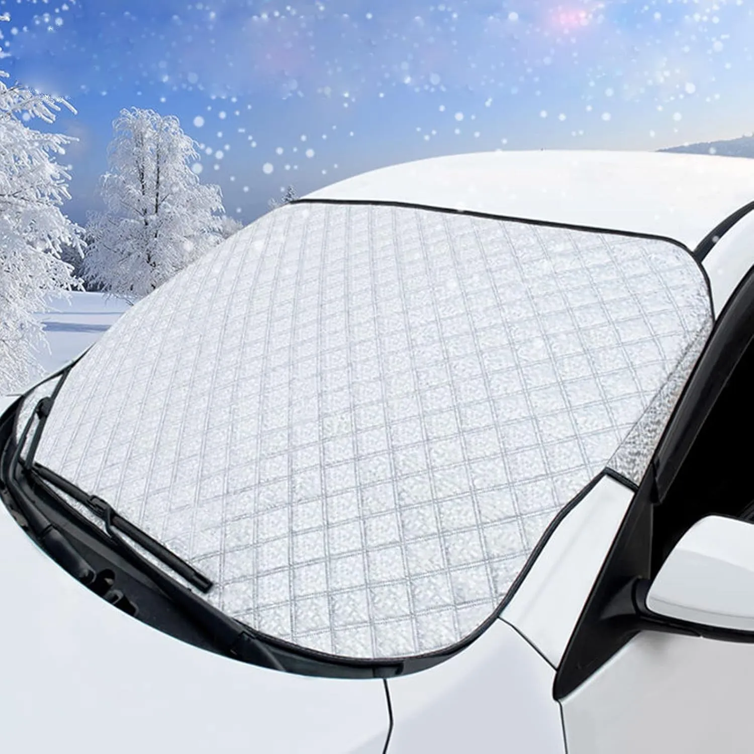 KEELYY Frontscheibenabdeckung Scheibenabdeckung Auto Winter Frostabdeckung Sonnenschutz Auto Frontscheib Autoscheibenab…