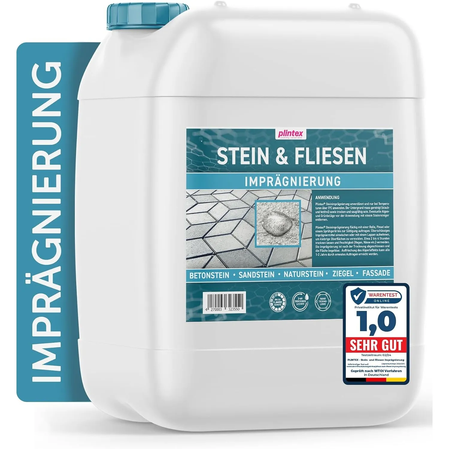 PLINTEX® Steinimprägnierung Außen & Innen 10 L für ca 80-120m²