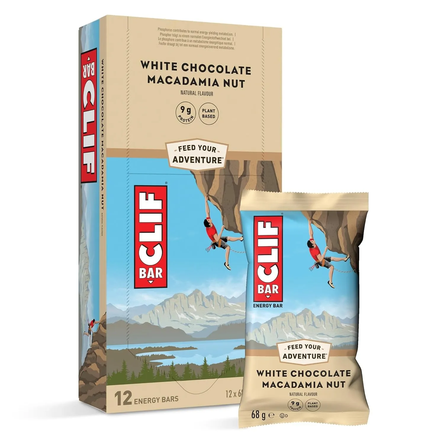 CLIF BAR White Chocolate Macadamia Nut Energieriegel, 12 x 68 g
