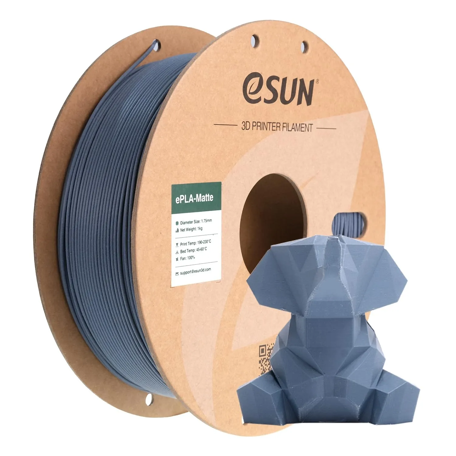 eSUN Upgraded Matte PLA Filament 1.75mm, Dunkel Grau,1KG