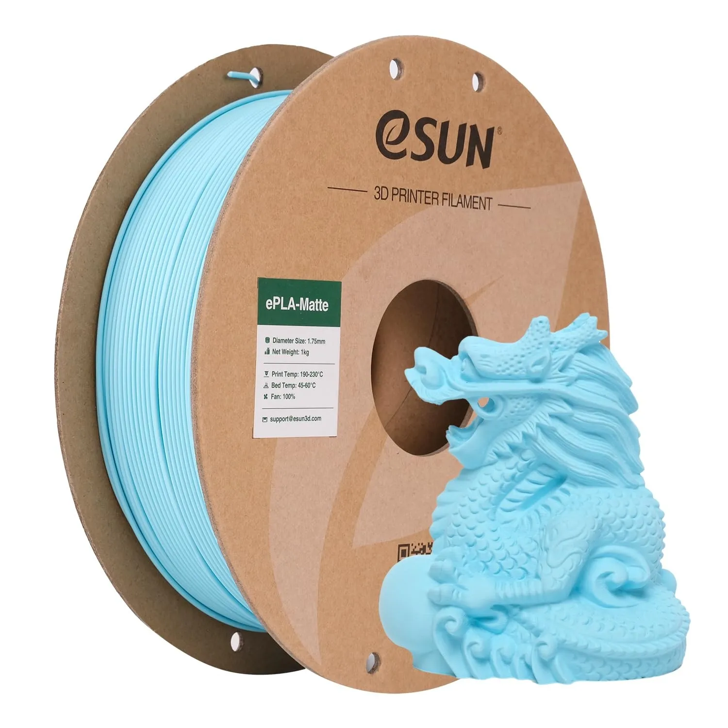 eSUN Upgraded Matte PLA Filament 1.75mm, Hell Blau,1KG