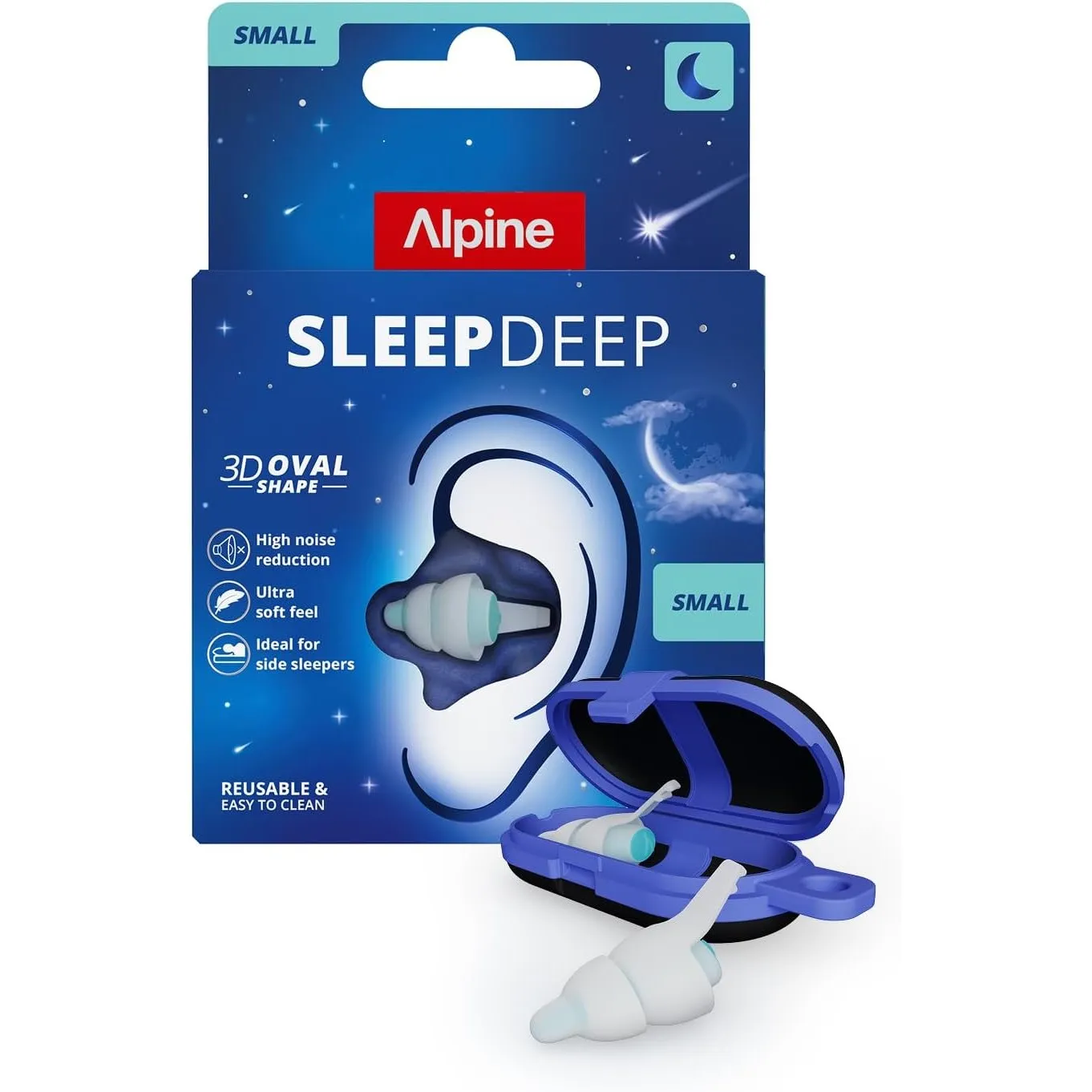 Alpine SleepDeep Ohrstöpsel zum Schlafen & Schnarchen, 1 Paar (Größe S)