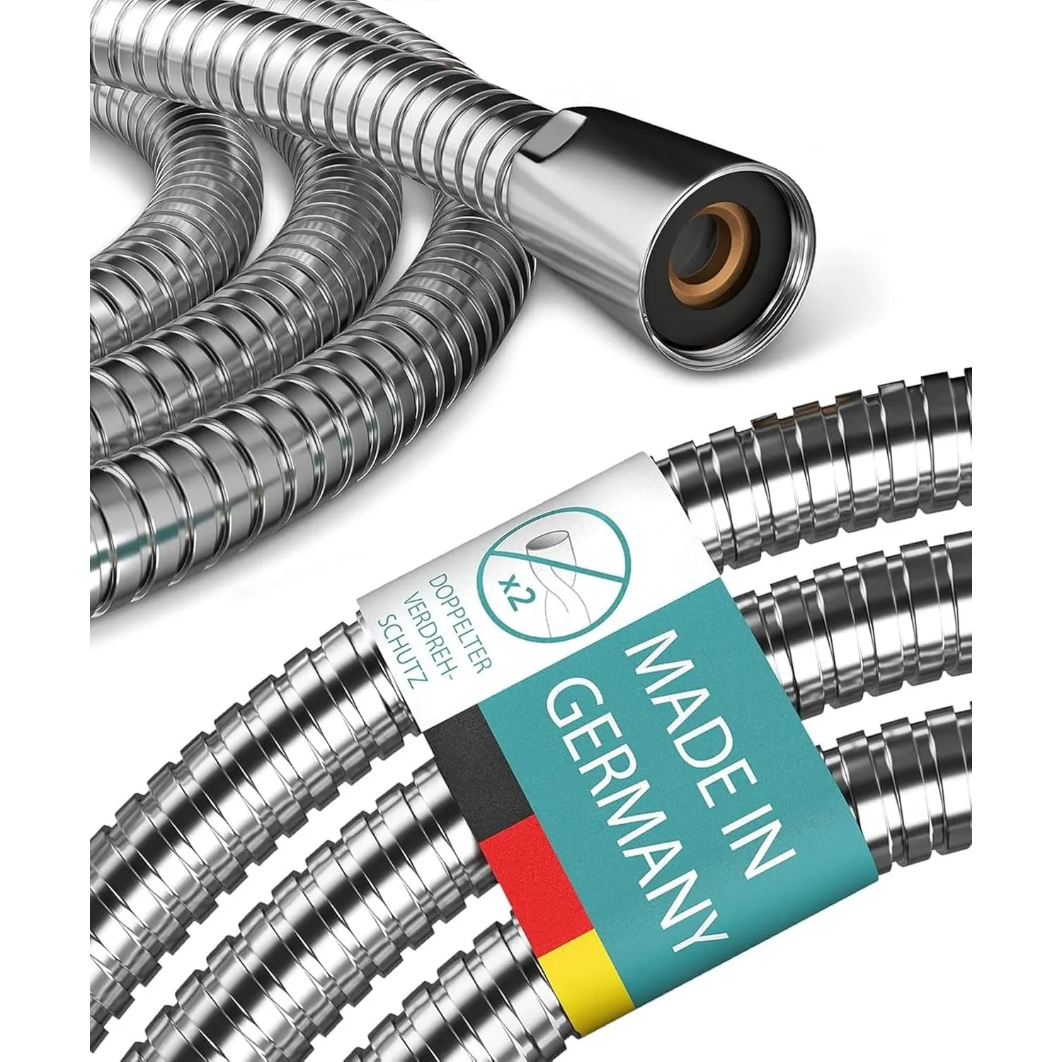 Engelbach® Duschschlauch 1,6m mit doppeltem Verdrehschutz - Brauseschlauch aus Edelstahl - Flexibel & Knickfest - Unive…