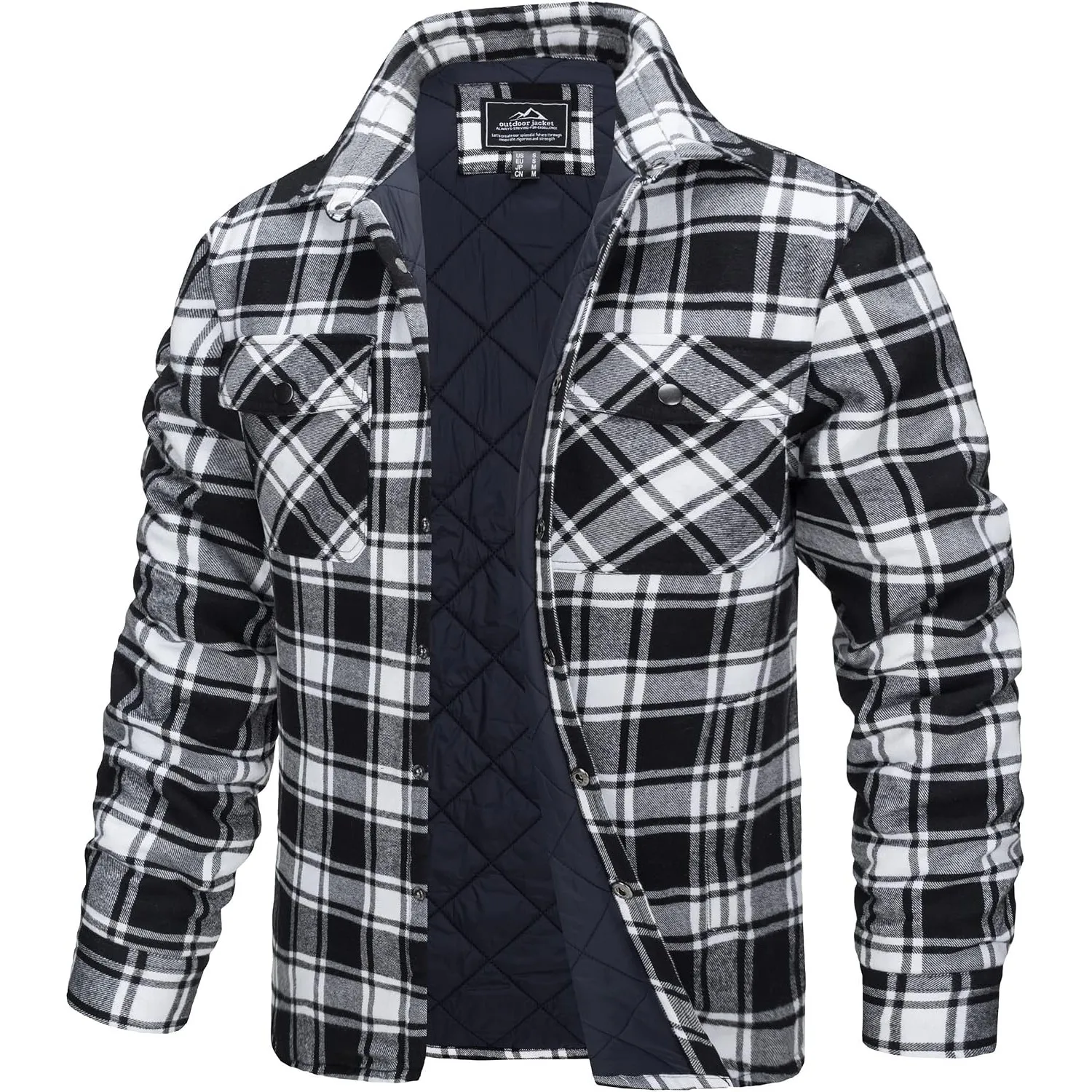 TACVASEN Herren Karierte Hemdjacke Flanellhemd Holzfällerhemd Thermohemd Jacke