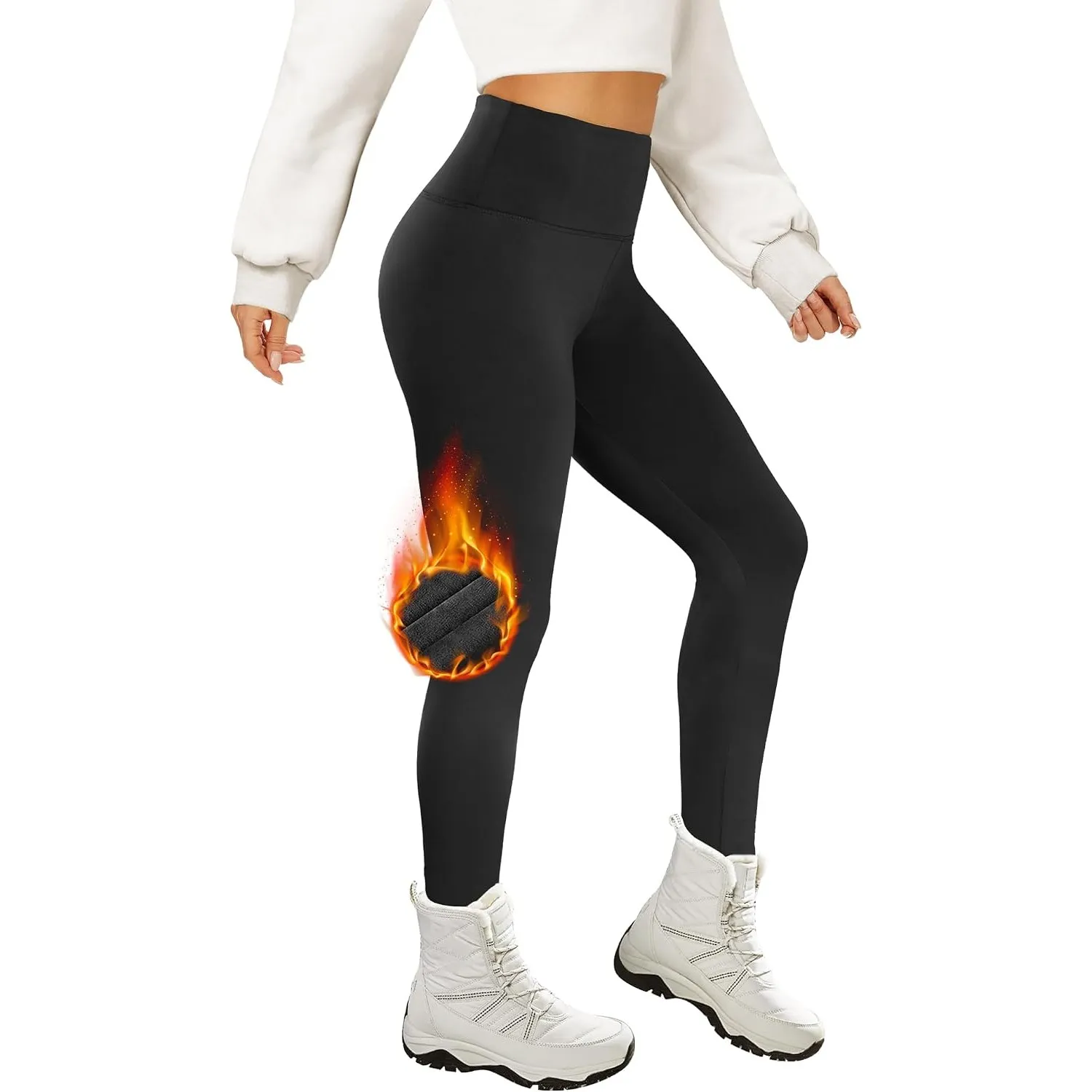AMIYOYO Thermo Leggings Damen High Waist Mit Fleece