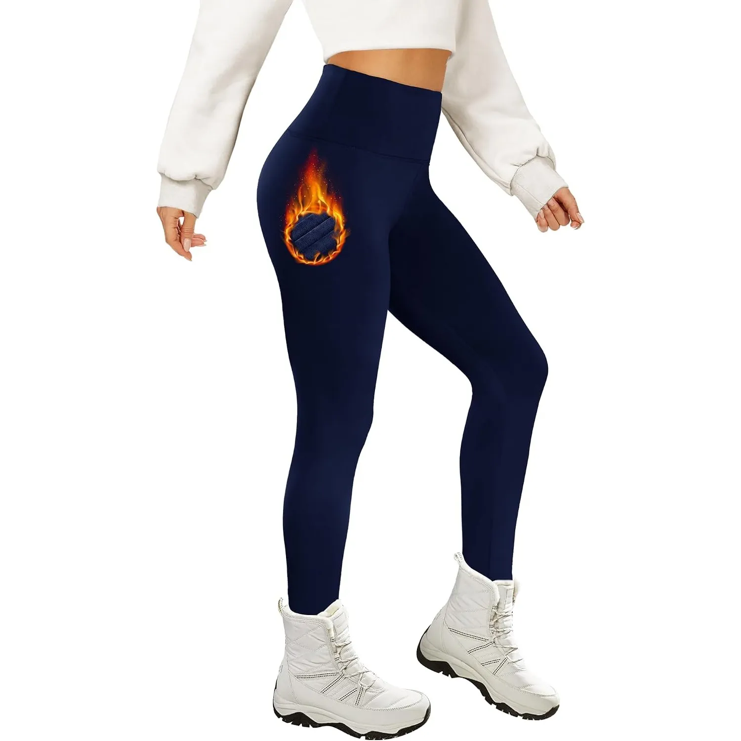 AMIYOYO Thermo Leggings Damen High Waist Mit Fleece