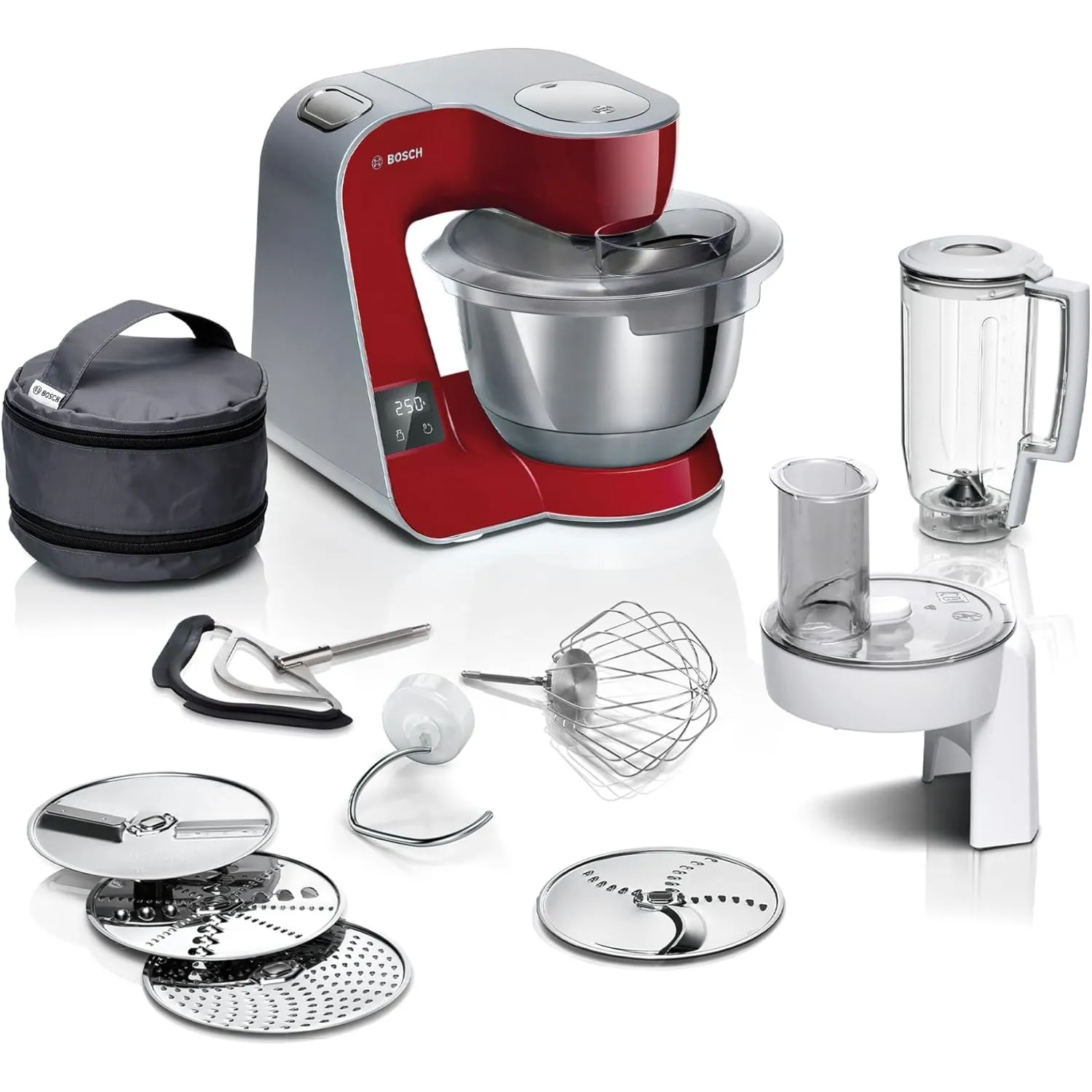 Bosch Küchenmaschine MUM5 MUM5X720, integrierte Waage,Edelstahl-Schüssel 3,9L, Mixer 1,25L, Profi-Knethaken, Planetaris…