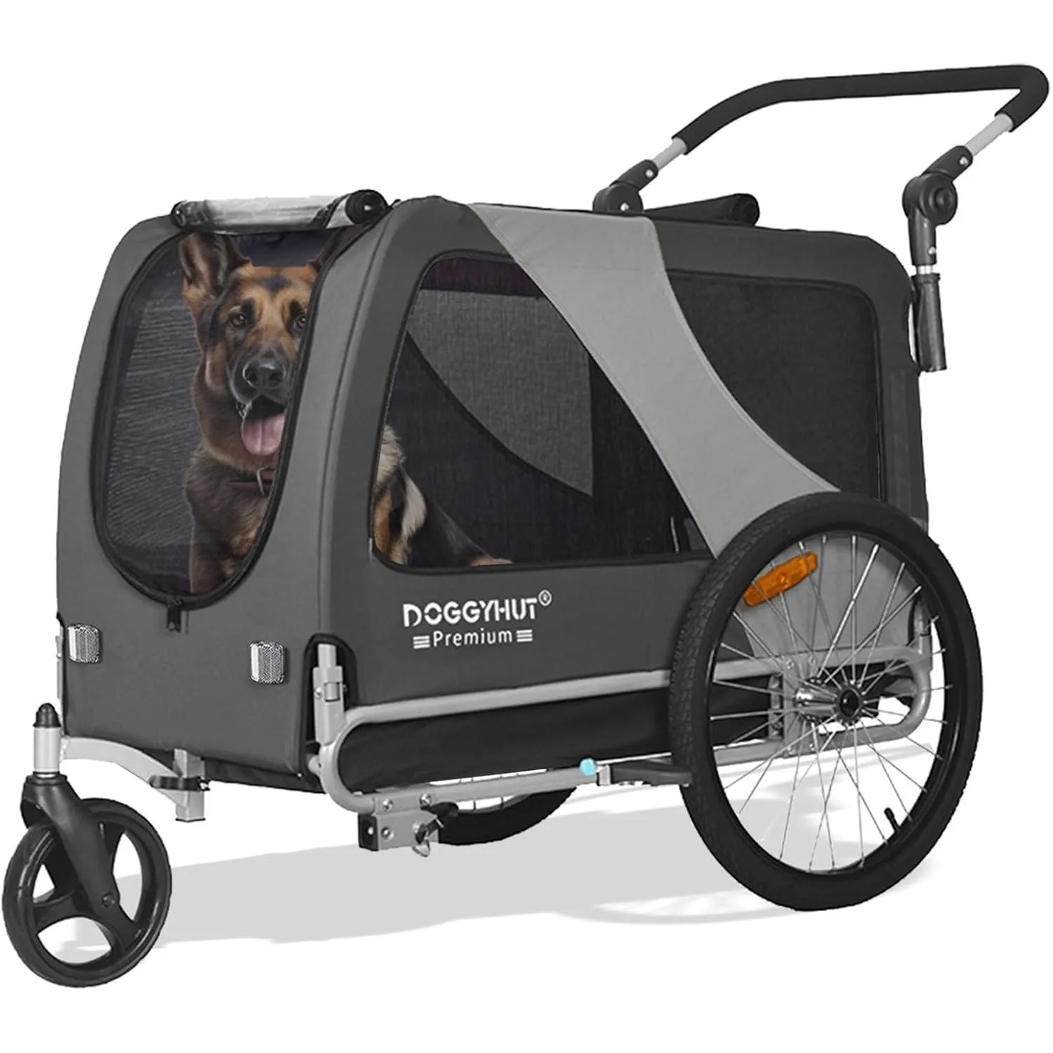 DOGGYHUT® Premium XL 2 in 1 Hundefahrradanhänger & Jogger 23-45 kg Fahrradanhänger für Hunde Hundeanhänger für Fahrrad …