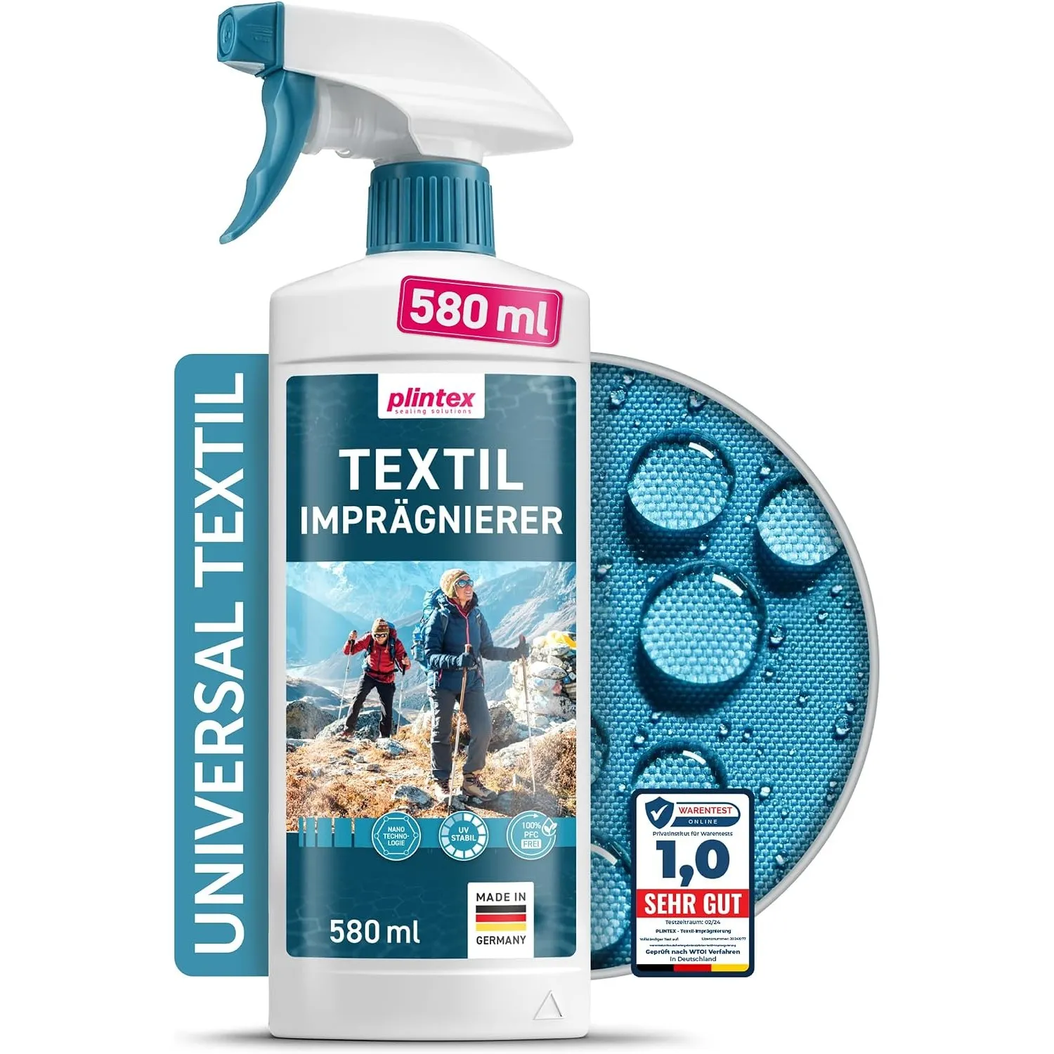 PLINTEX® Textil Imprägnierspray 580ml mit Langzeitschutz & Abperleffekt