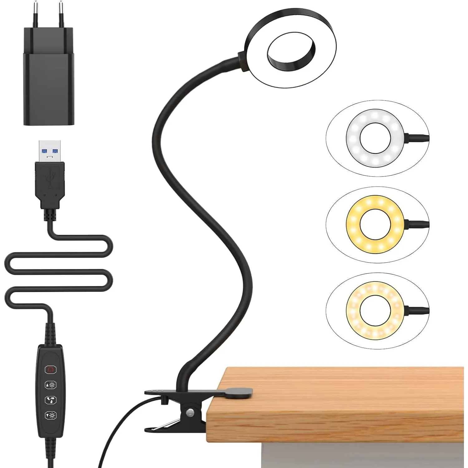 iZELL 23 LED Leselampe Bett Dimmbar -【3 Modi & 10 Helligkeitsstufen】 Augenschutz Klemmlampe mit 40cm Flexiblem Schwanen…