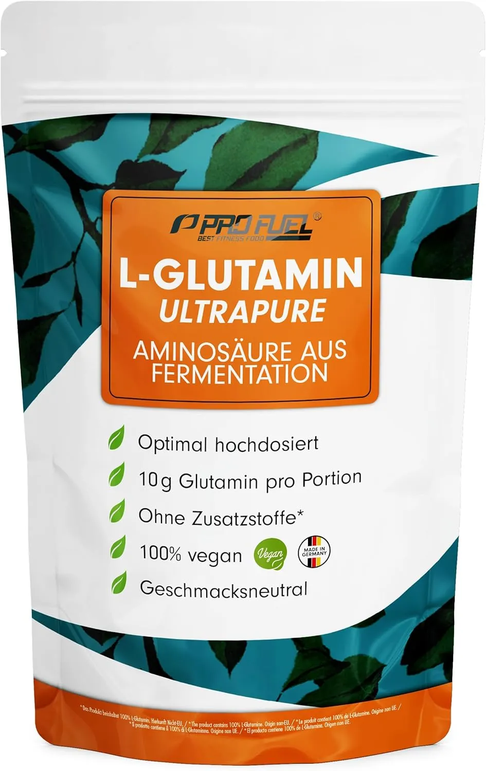 ProFuel L-Glutamine Powder 500 g Vegan, Optimal High Dose & Tasteless, No Additives, Ultrapure with Over 99.9% Purity, …