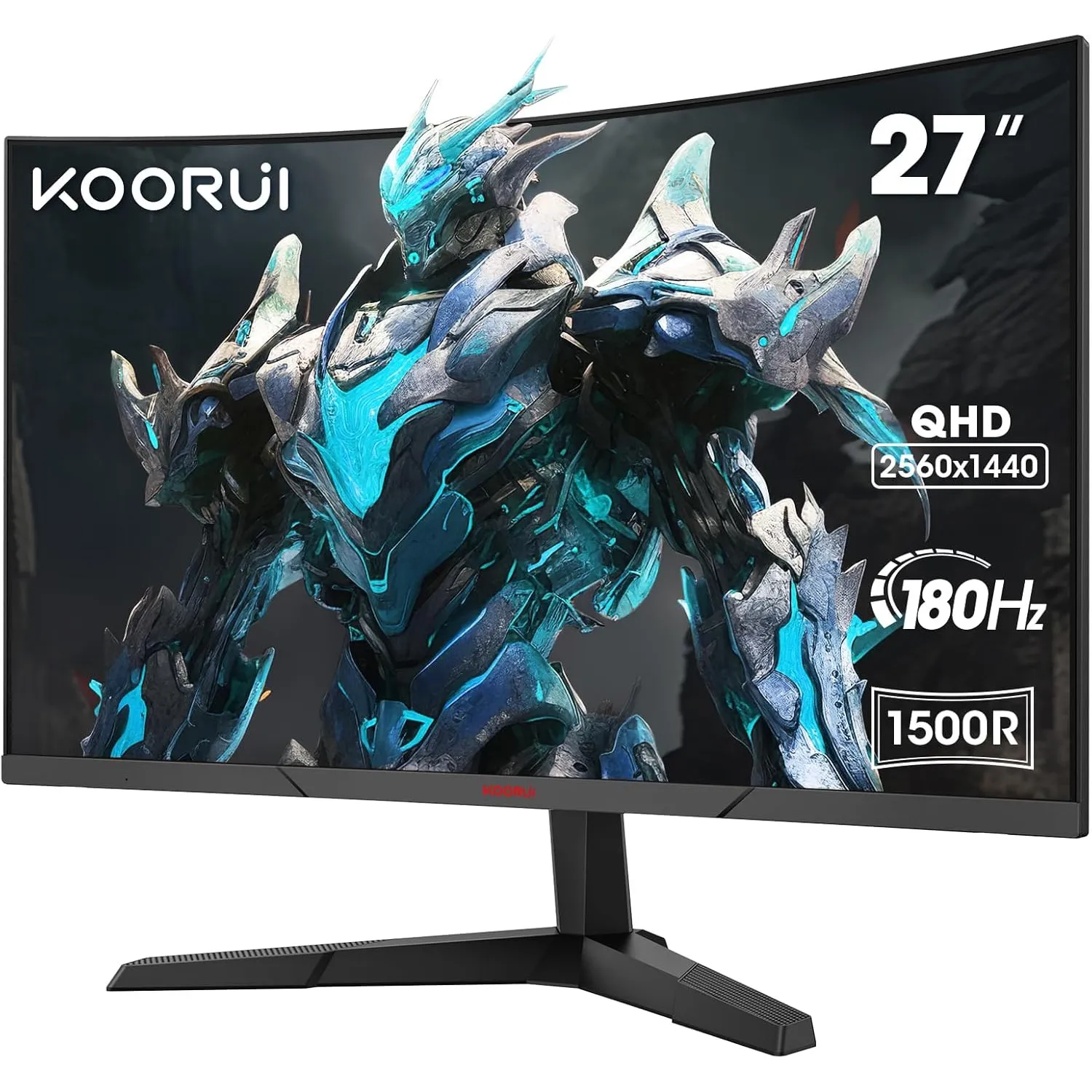 KOORUI Gaming Monitor 27 Zoll, 1500R Fläche Bildschirm 2560X1440 (QHD), 180HZ 1ms Mornitor, DCI-P3 90%, Ultradünne Blen…