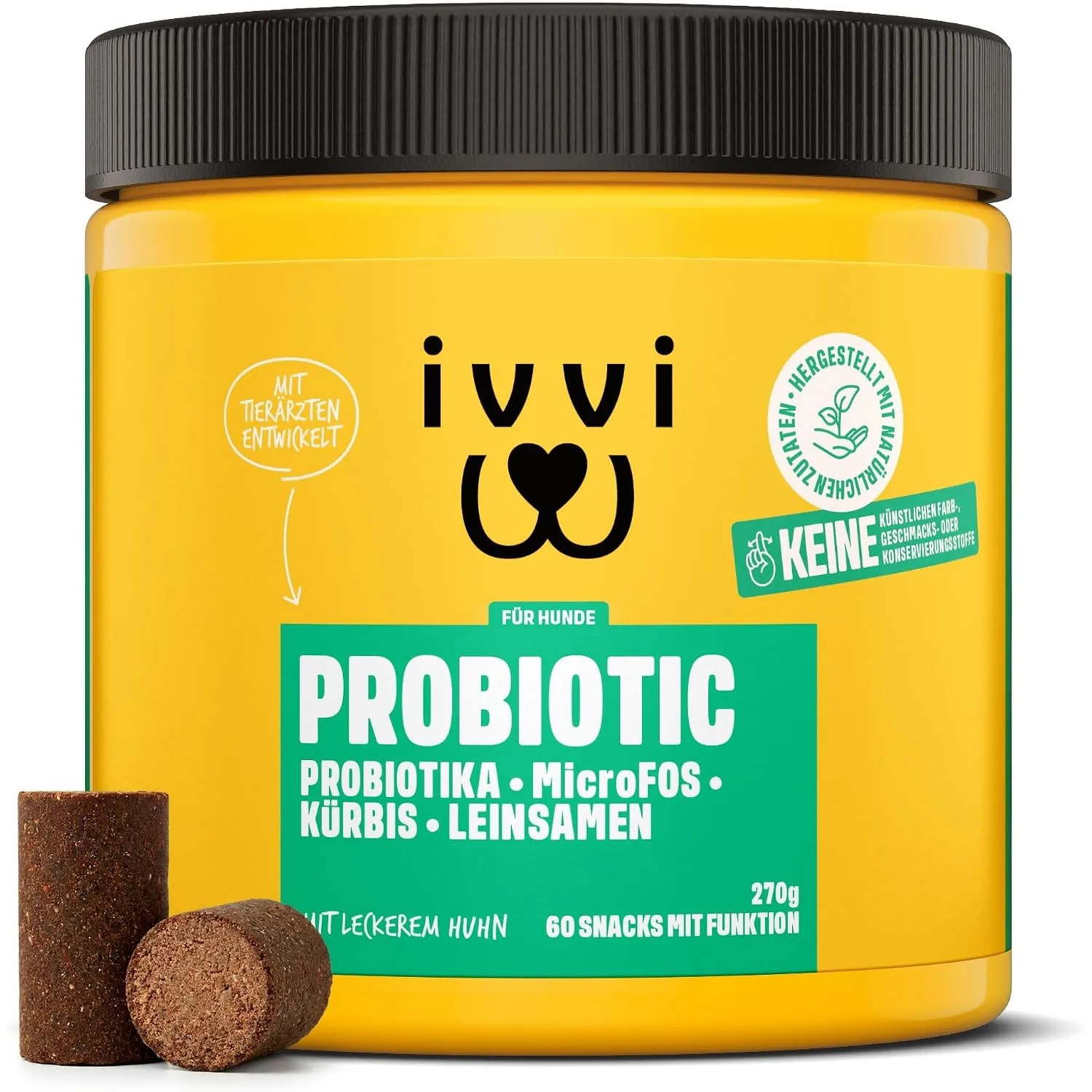 ivvi PROBIOTIC Hunde Probiotika als Leckerli - Hund Darmflora aufbauen, verbesserte Verdauung & Immunsystem - 60 lecker…