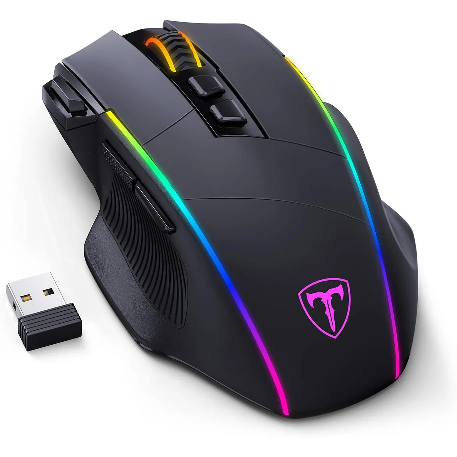 Gaming Maus Kabellose RGB, 2.4G/USB-C/Bluetooth, Wireless Ergonomische Maus | RisoPhy Gaming Maus Kabellose mit 8 Progr…