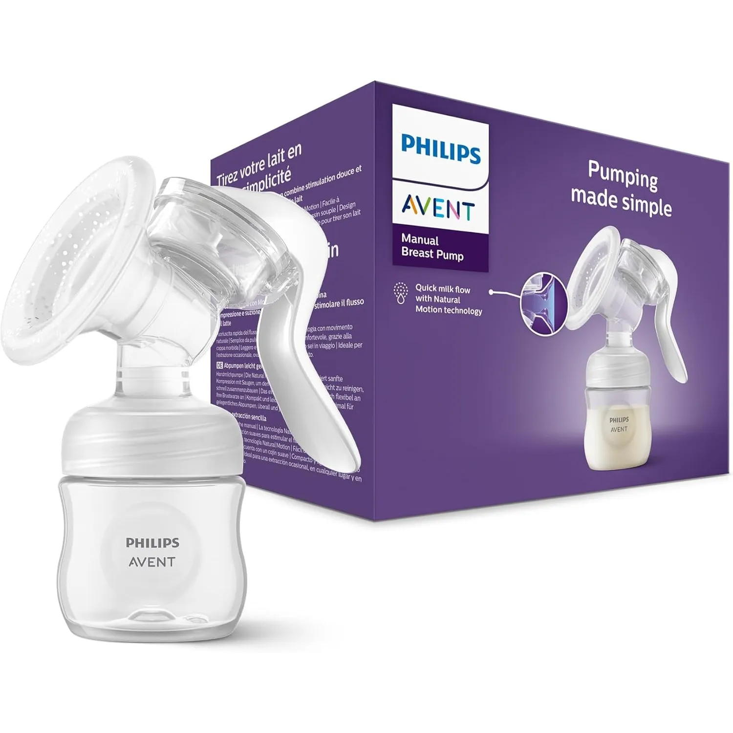 Philips AVENT Handmilchpumpe - einfaches Abpumpen, mit Natural-Motion Technologie, BPA-frei (Modell SCF430/01) Transpar…