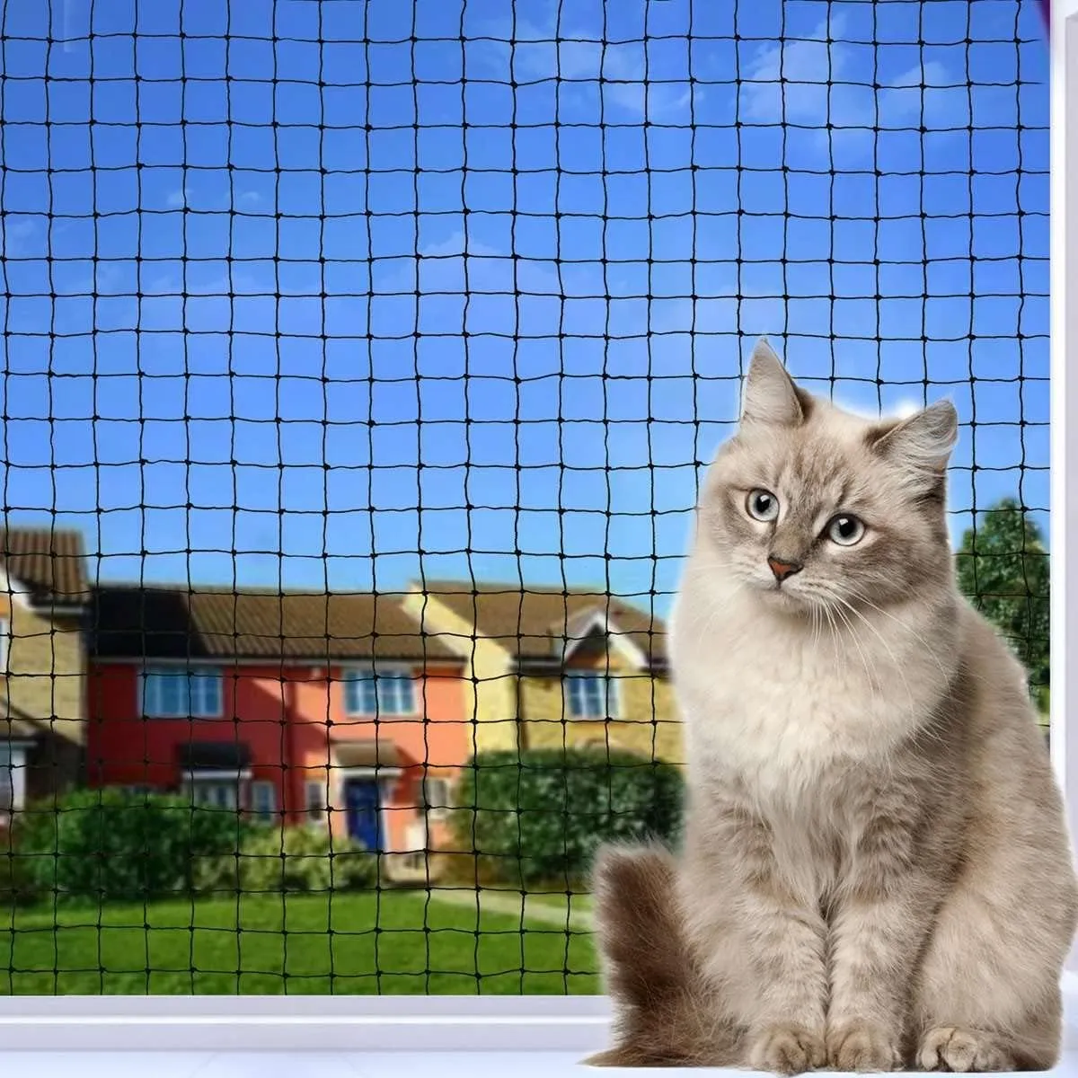 Katzennetz für Balkon, 6x3m Katzennetz Drahtverstärkt ist Robust UV-Beständig & Witterungsfest, Schutznetz Katzen für B…