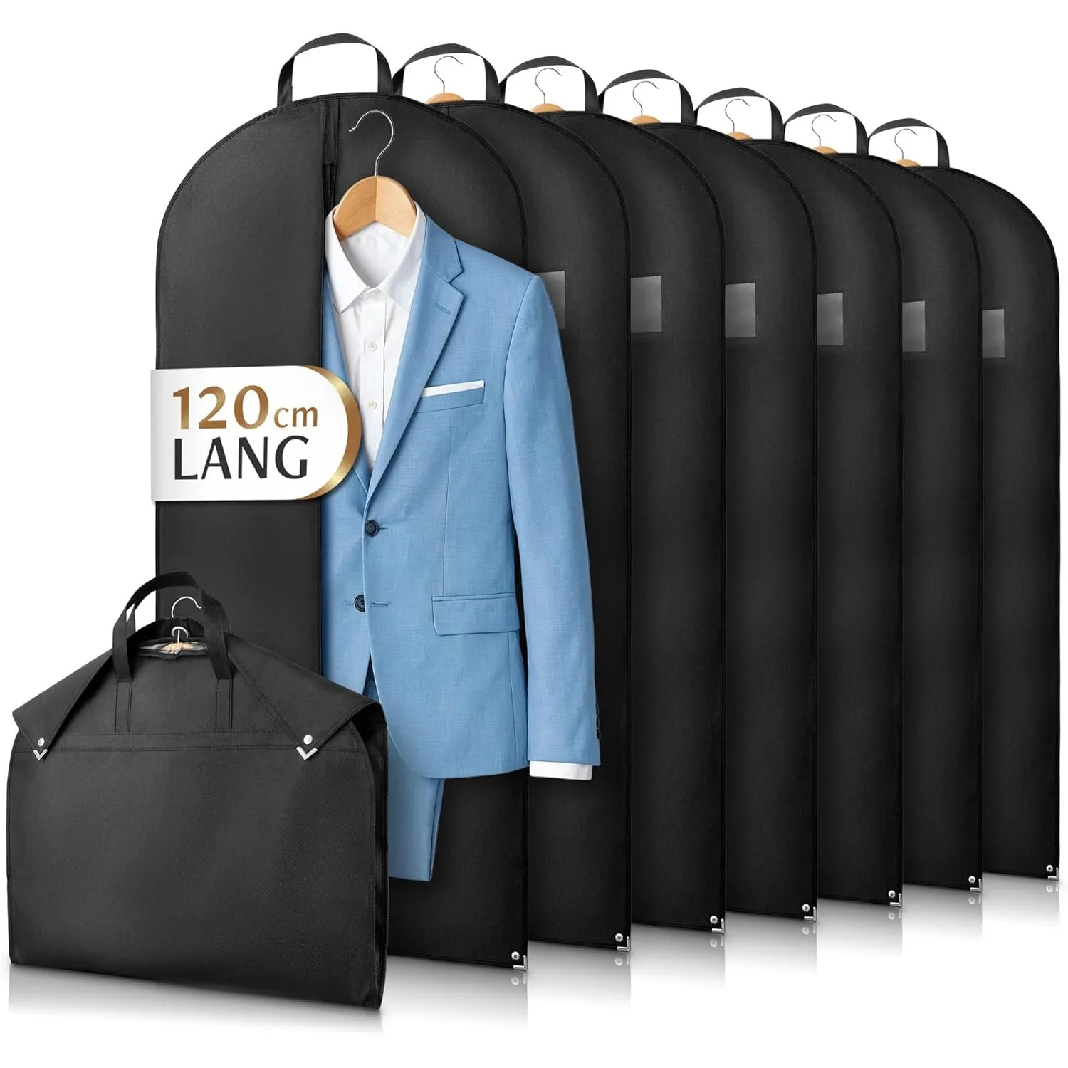Bruce.® 7x Kleidersack Kurz 120x60 cm – Hochwertige Kleiderhülle für Anzug, Blazer, Kostüm & Kleid – 120 GSM Materialst…