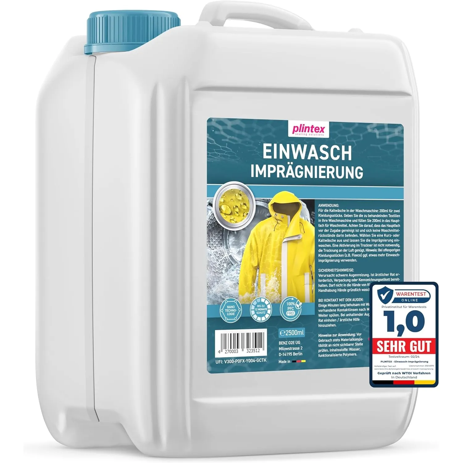 PLINTEX® Imprägnier-Waschmittel 2,5L für Outdoor- & Funktionskleidung