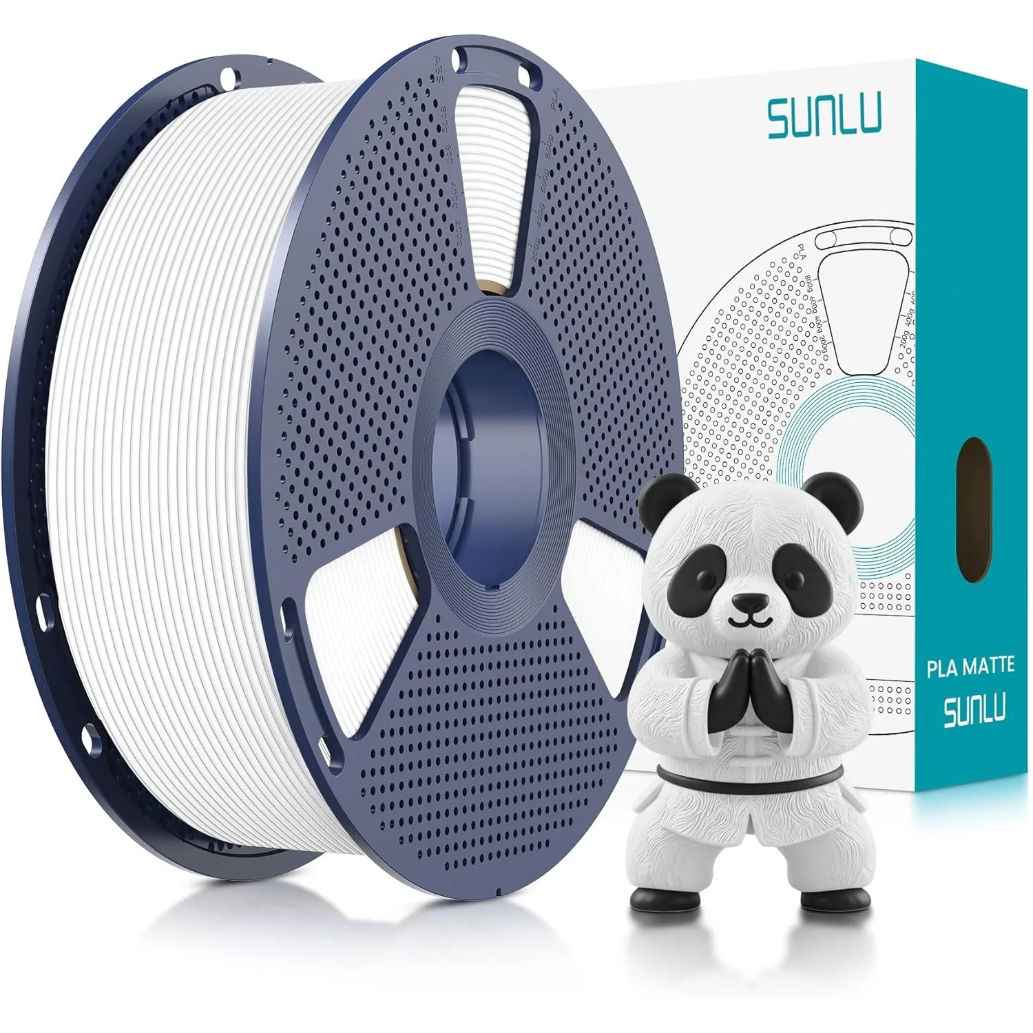 SUNLU Matte PLA Filament 1.75mm Weiß, 3D Drucker Filament mit Matter Oberfläche, Neatly Wound Filament, Einfach zu Bedi…