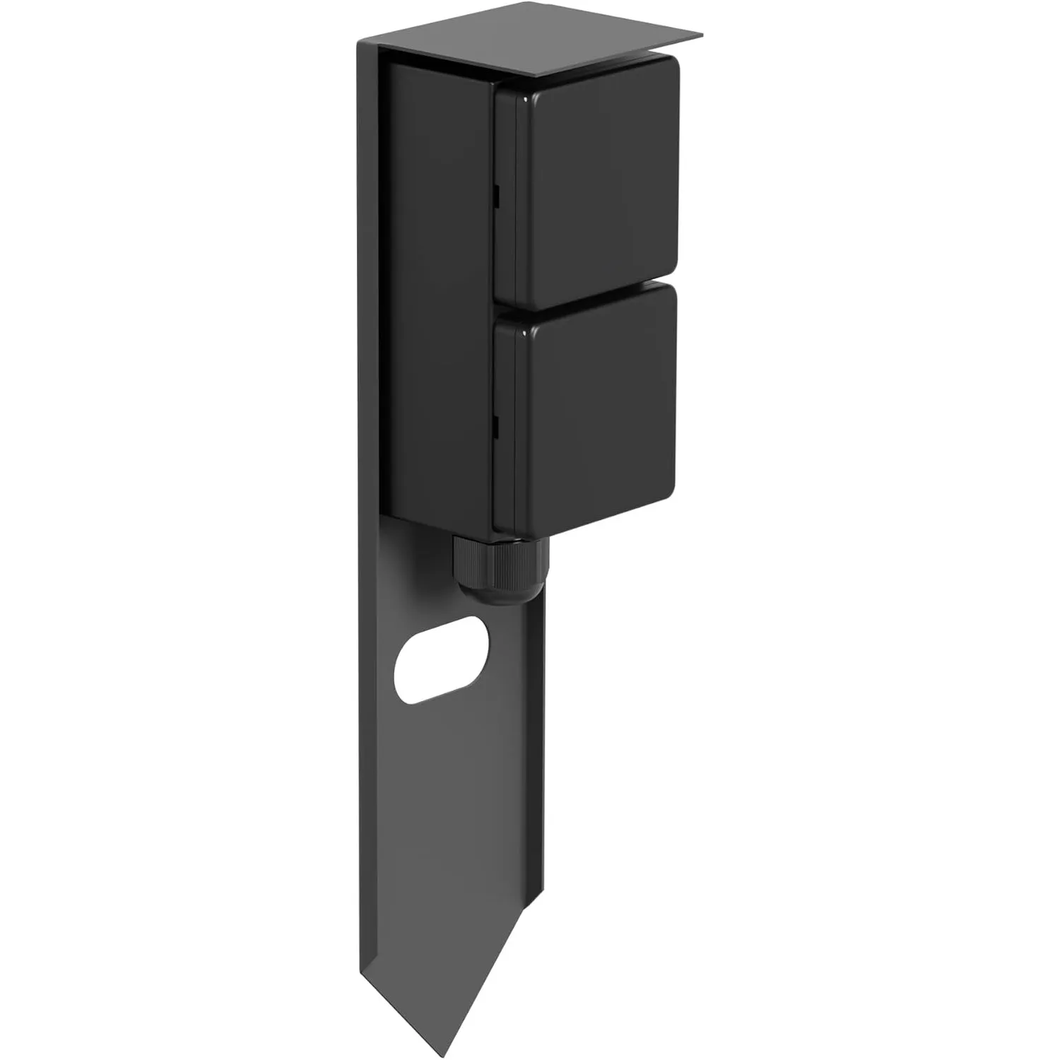 ledscom.de Garten Steckdosensäule PIWI mit Erdspieß für außen, IP44, 2-Fach, Edelstahl, anthrazit, eckig, 30 cm