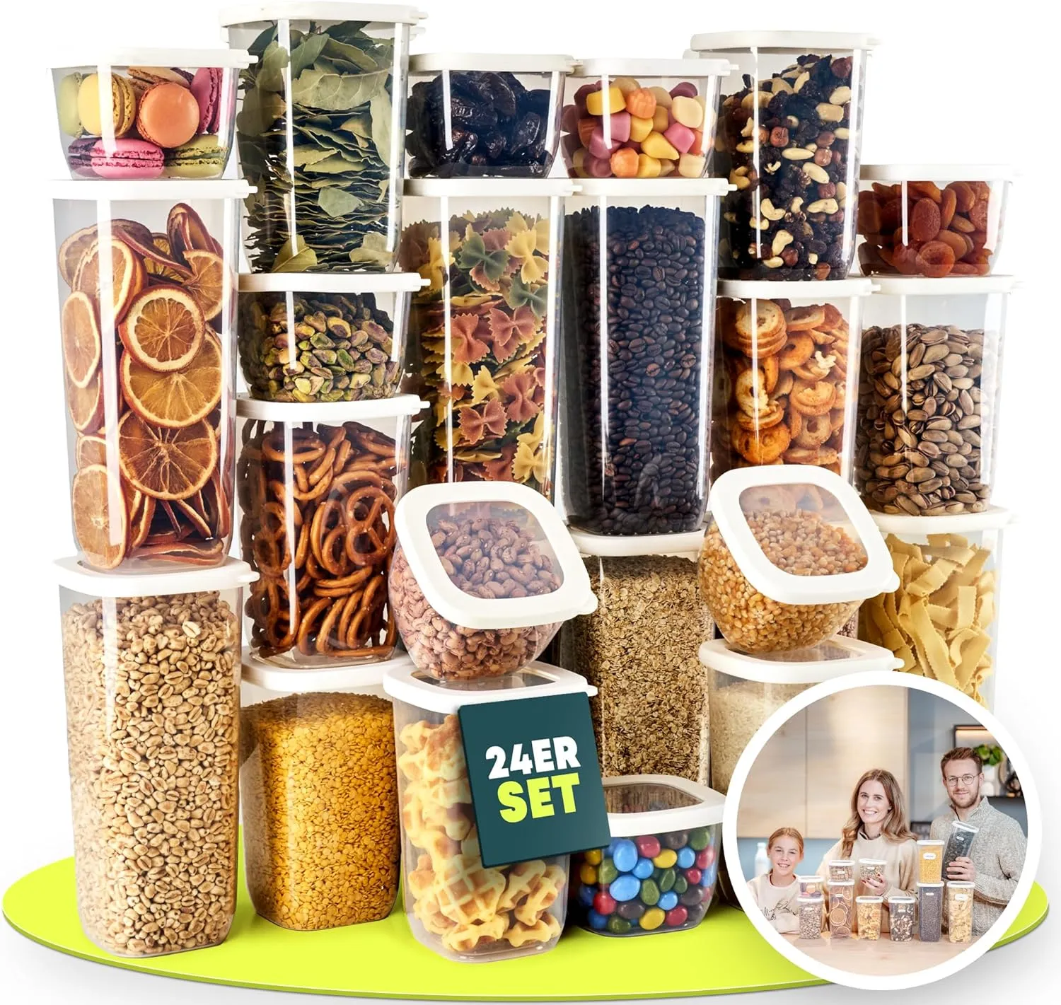 uandu Vorratsdosen mit Deckel luftdicht – 24er Vorratsbehälter Set BPA Frei, Aufbewahrungsdosen Küche für Müsli, Mehl &…