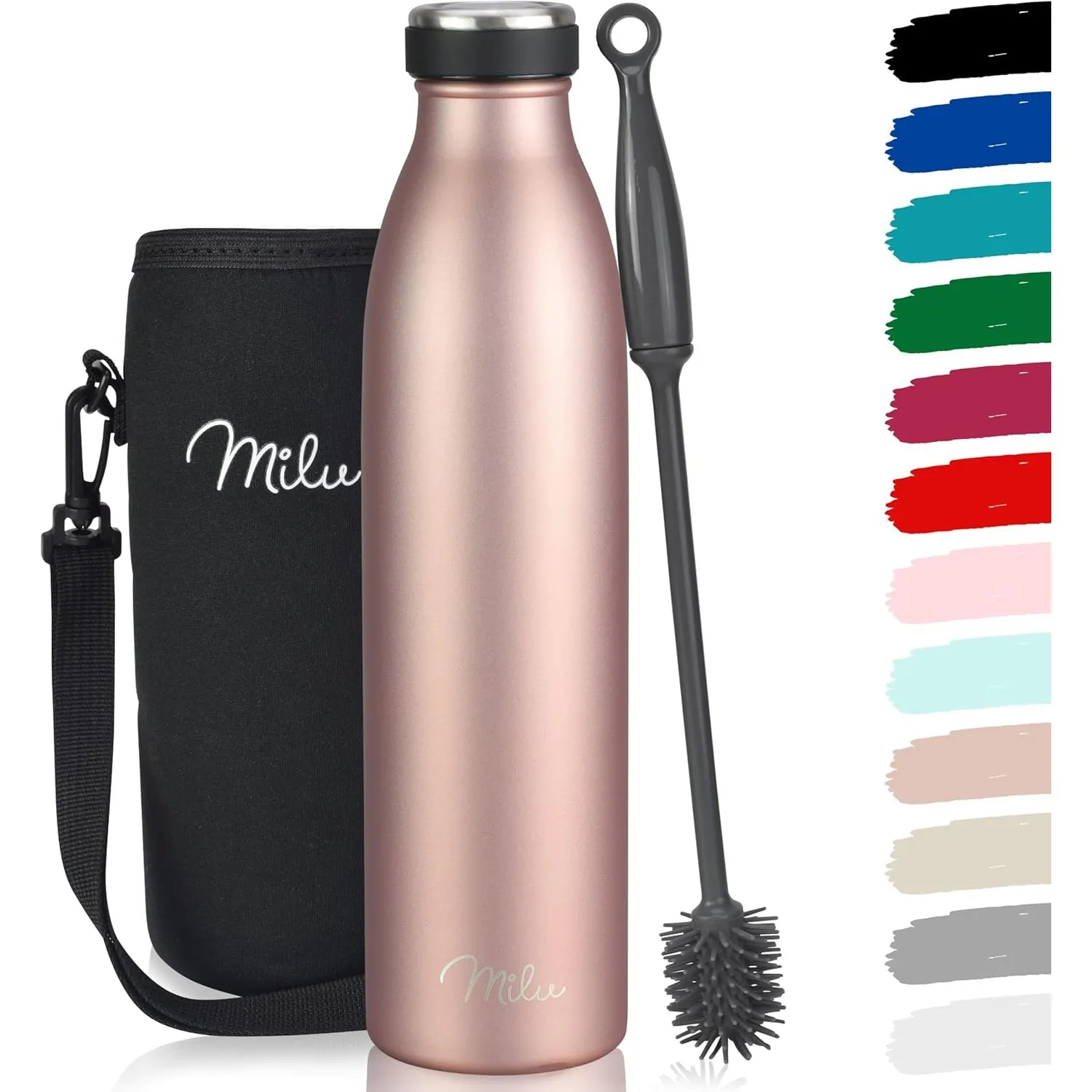 Milu Edelstahl Trinkflasche 350ml 500ml 750ml 1L 1,5L Thermosflasche Isolierte Wasserflasche Auslaufsichere Isolierflas…