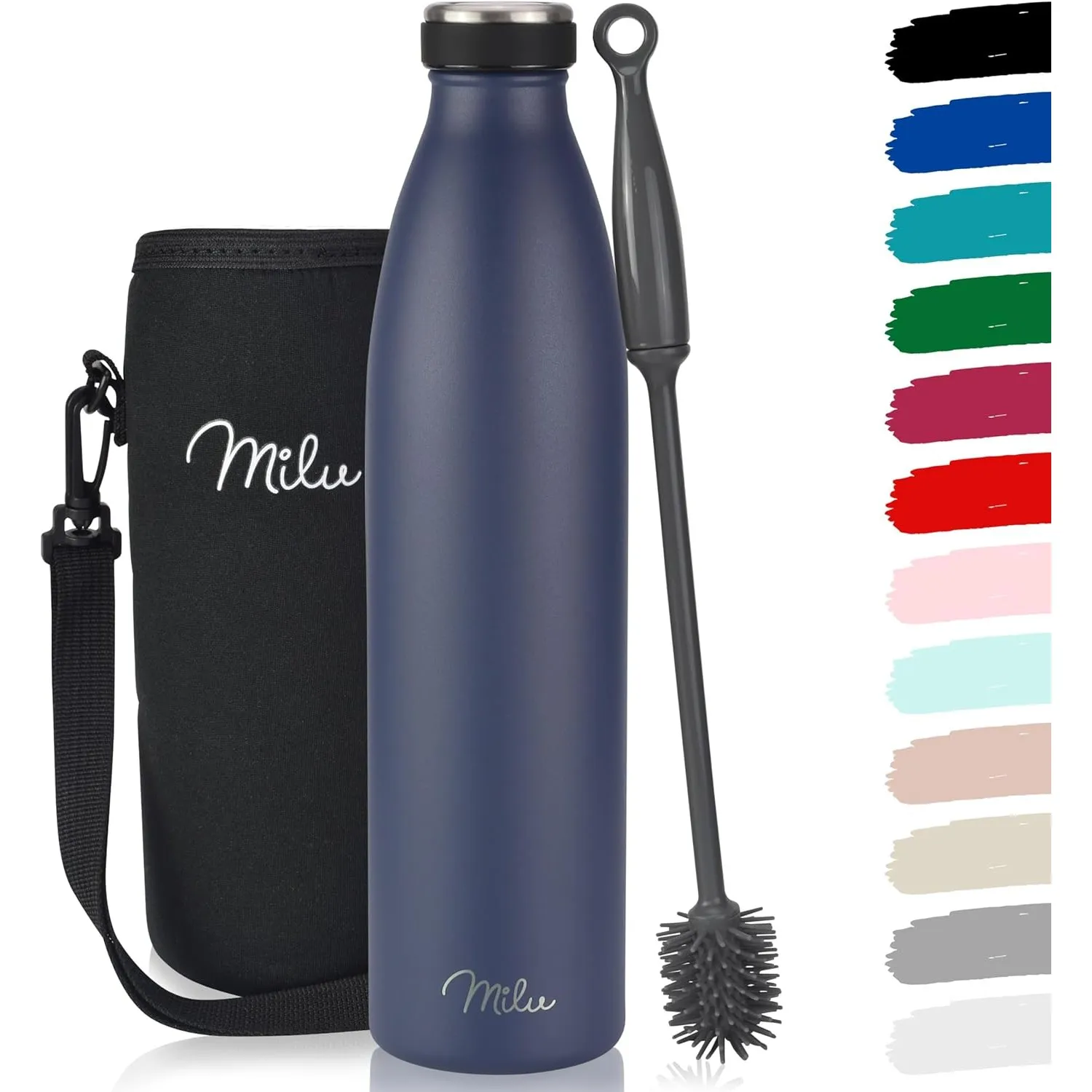 Milu Edelstahl Trinkflasche 350ml 500ml 750ml 1L, 1,5L Thermosflasche Isolierte Wasserflasche Auslaufsichere Isolierfla…