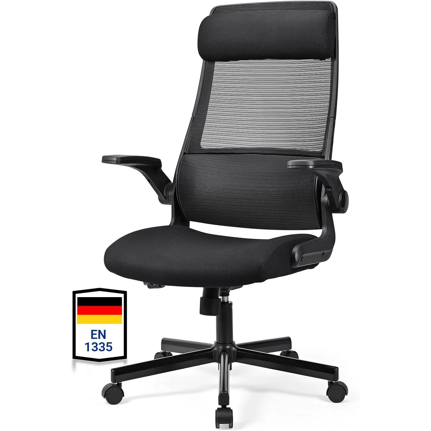 MELOKEA Bürostuhl Ergonomisch, Klappbare Armlehnen, EN 1335 Office Chair | Verstellbare Kopfstütze, Schreibtischstuhl a…