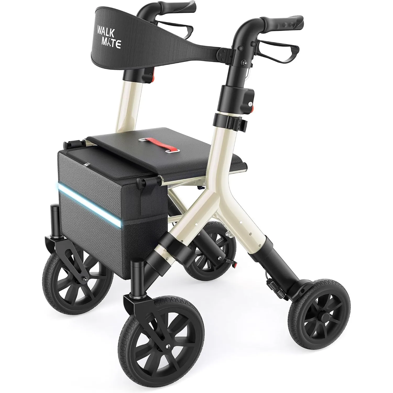 WALK MATE Rollator Faltbar und Leicht mit Sitz für Große Menschen bis 2m