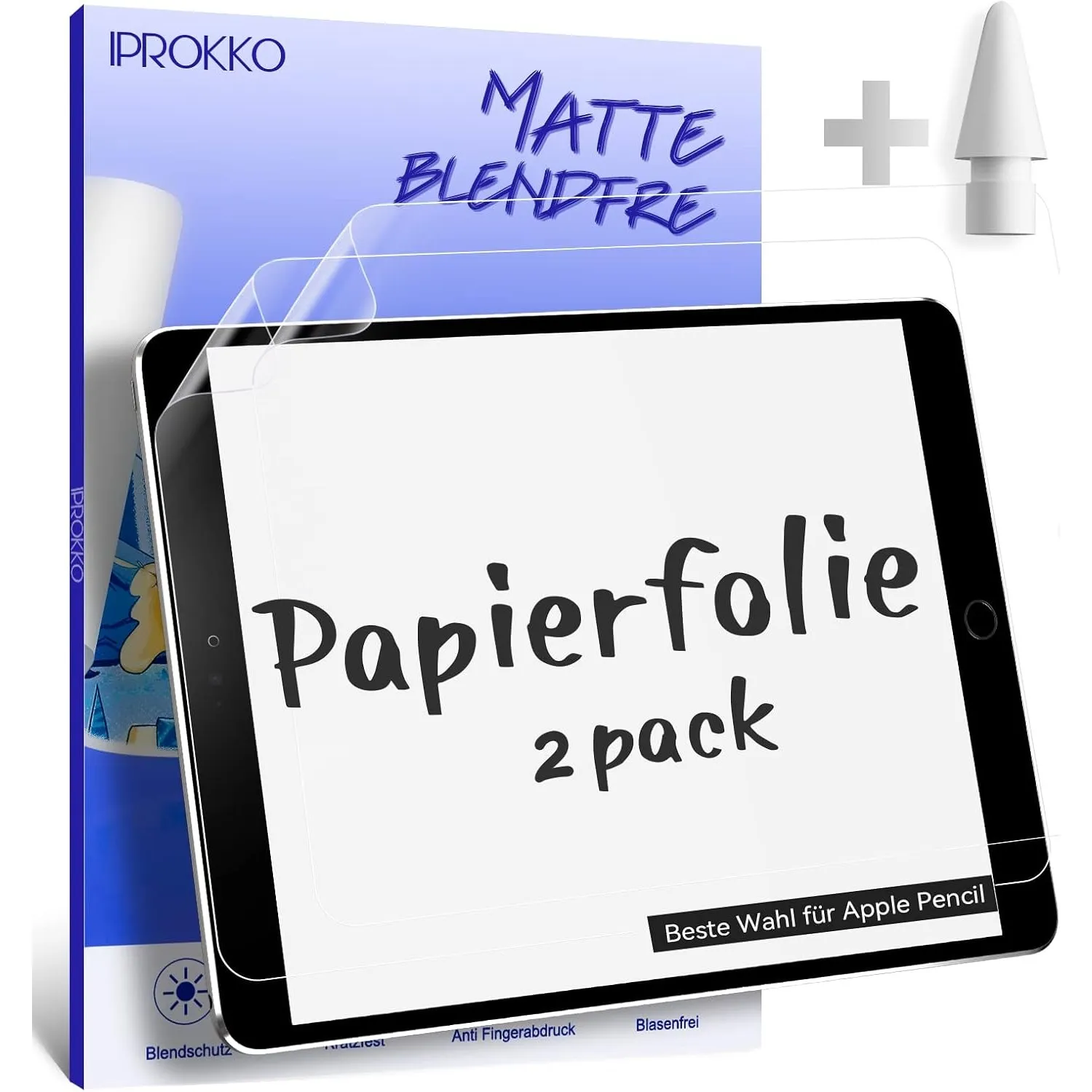 2 Stück Like Paper Folie Kompatibel mit iPad 9 /8 /7 Generation( iPad 10,2 Zoll, 2021, 2020, 2019), Matte Schutzfolie P…
