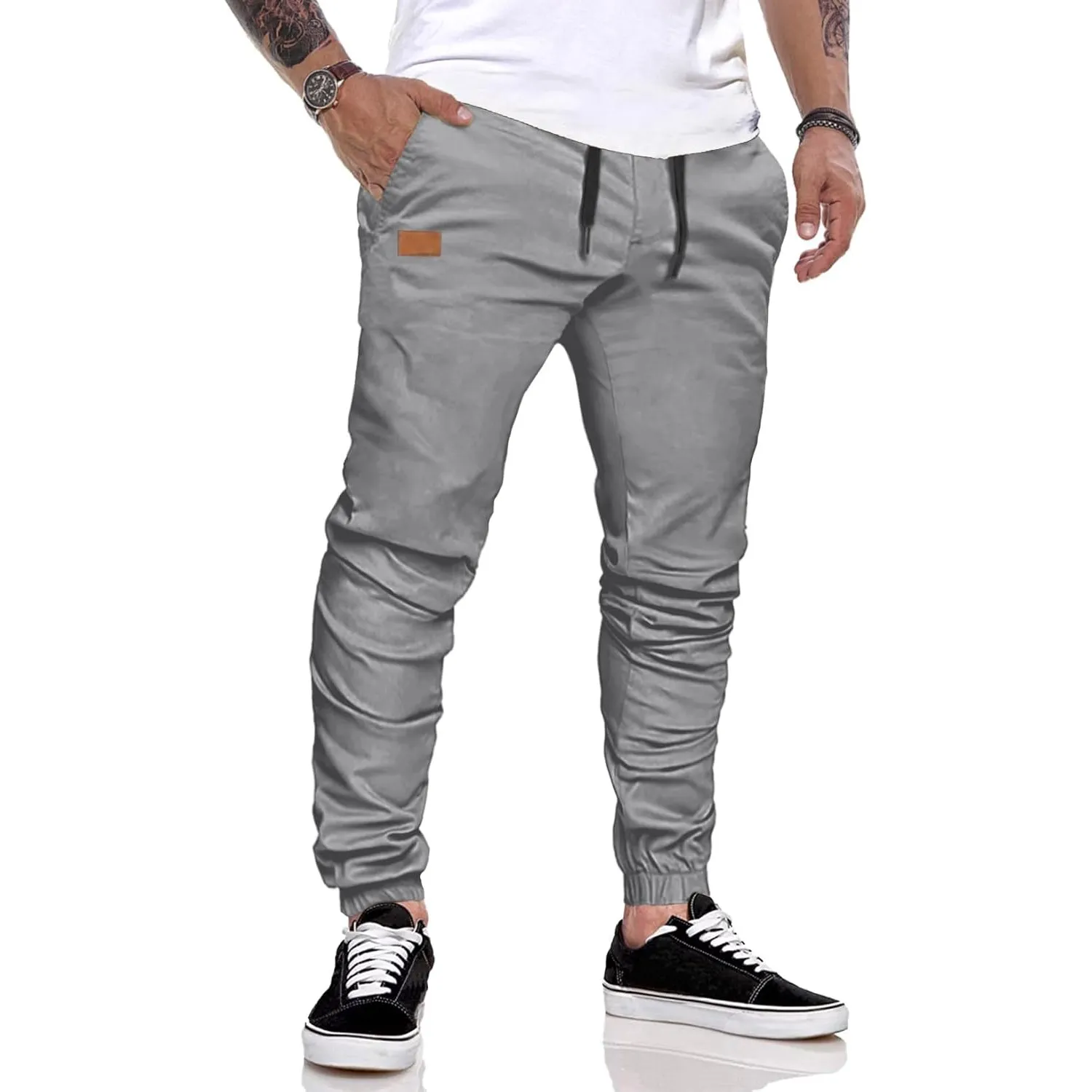 JMIERR Herren Cargo Jogginghose Baumwolle – Atmungsaktive Slim Fit Sporthose mit Stretch und Taschen für Training, Frei…