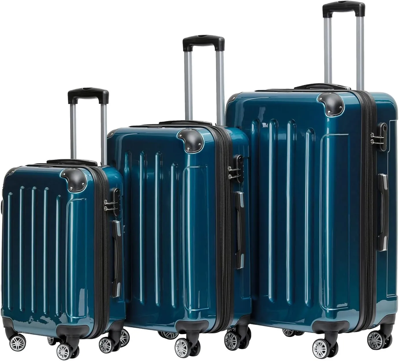 BEIBYE Zwillingsrollen 2048 Hard Shell Trolley Suitcase Travel Suitcase in M-L-XL Set in 17 Colours (Pale Green, Set)