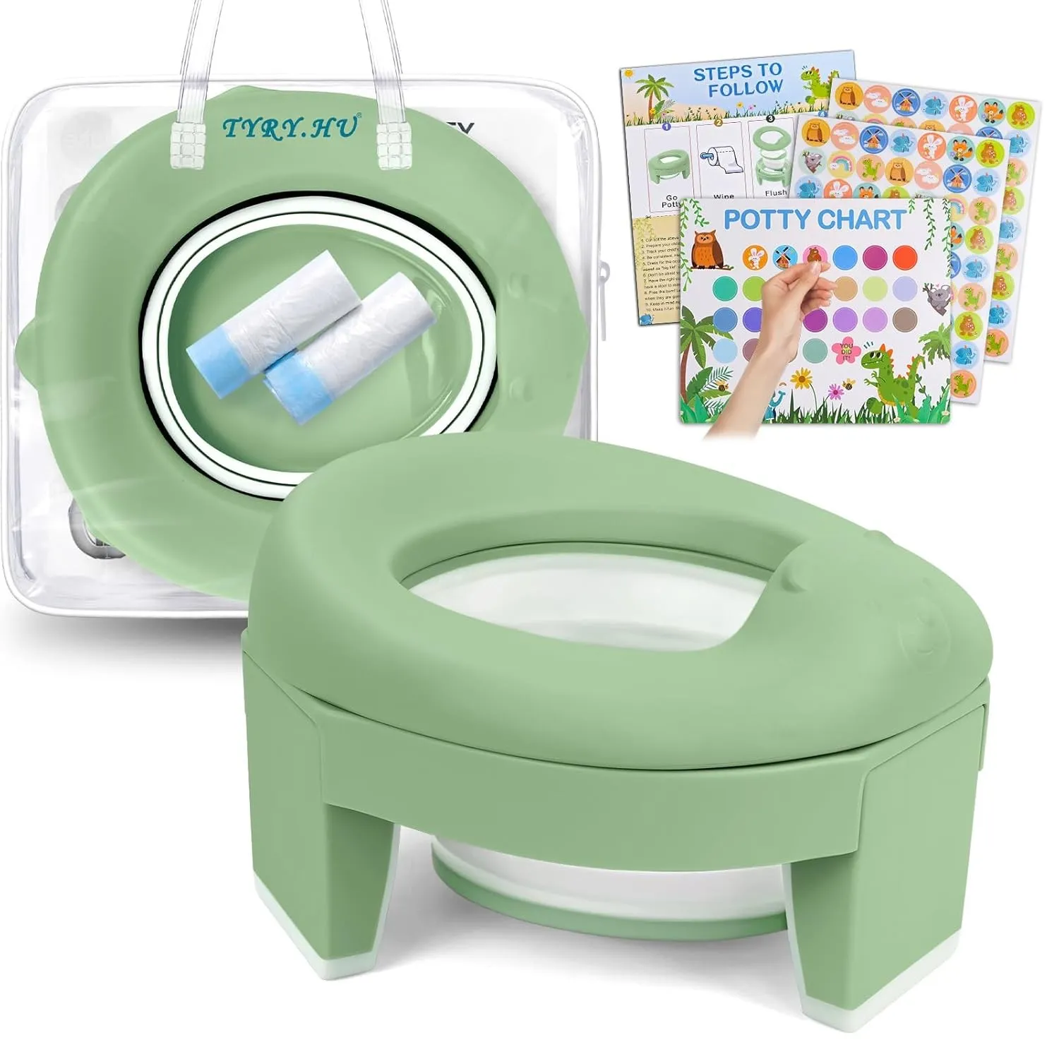 Töpfchen Toilettensitz Kinder ab 1 2 Jahre 3 in 1 Faltbarer Potty Training Weiches EVA Seat Baby AuBen Innen Tragbar Re…
