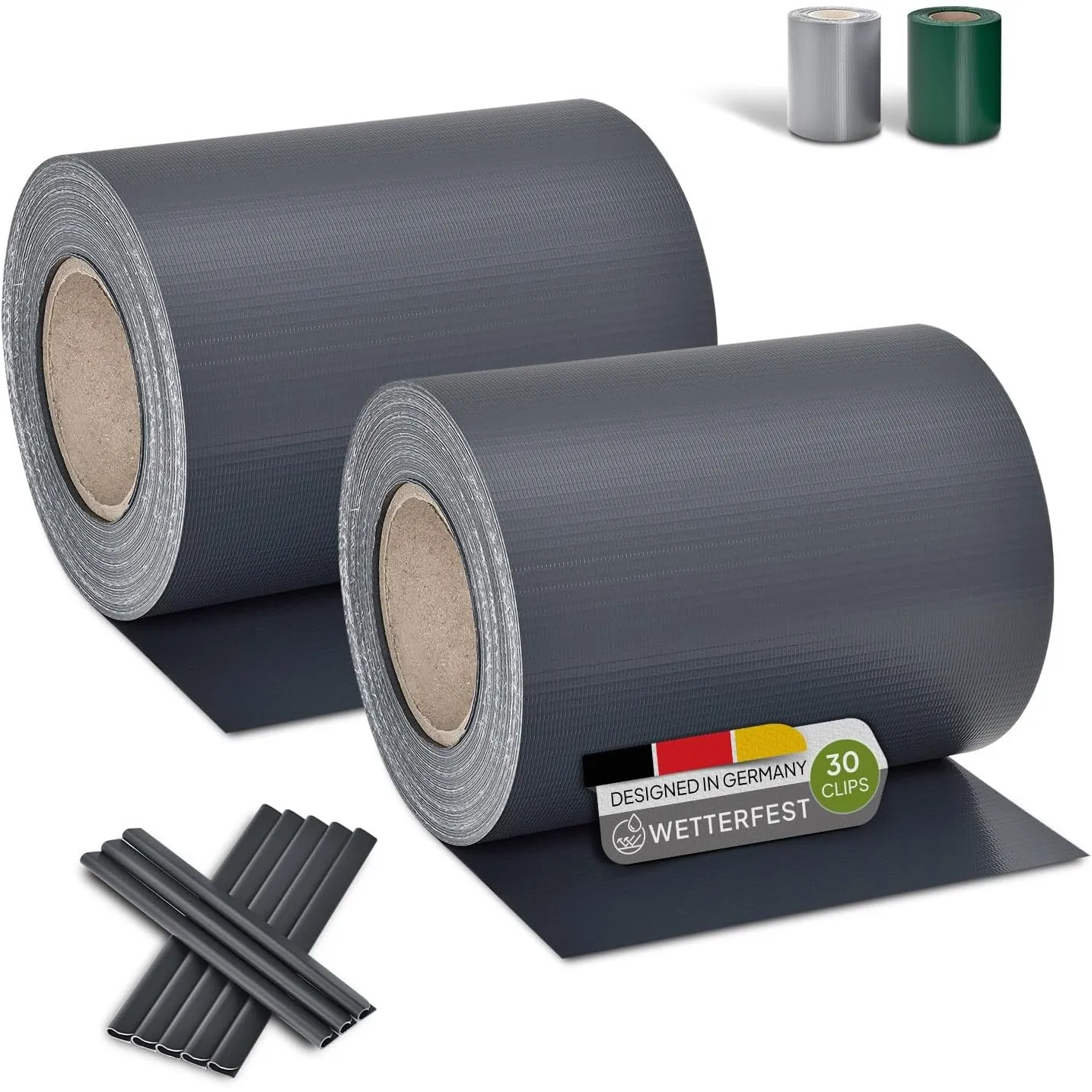 Juskys Sichtschutzstreifen Doppelstabmatten 35 m x 19 cm Anthrazit 3er-Set