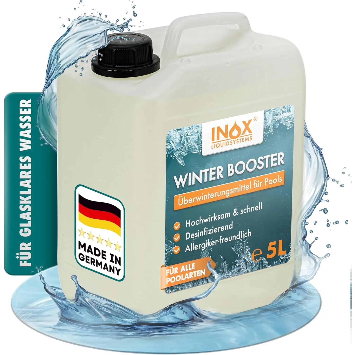 INOX® Pool Wintermittel 5L | Hochwertiges Pool Überwinterungsmittel & Algizid für Pool | Effektives Wintermittel für Po…