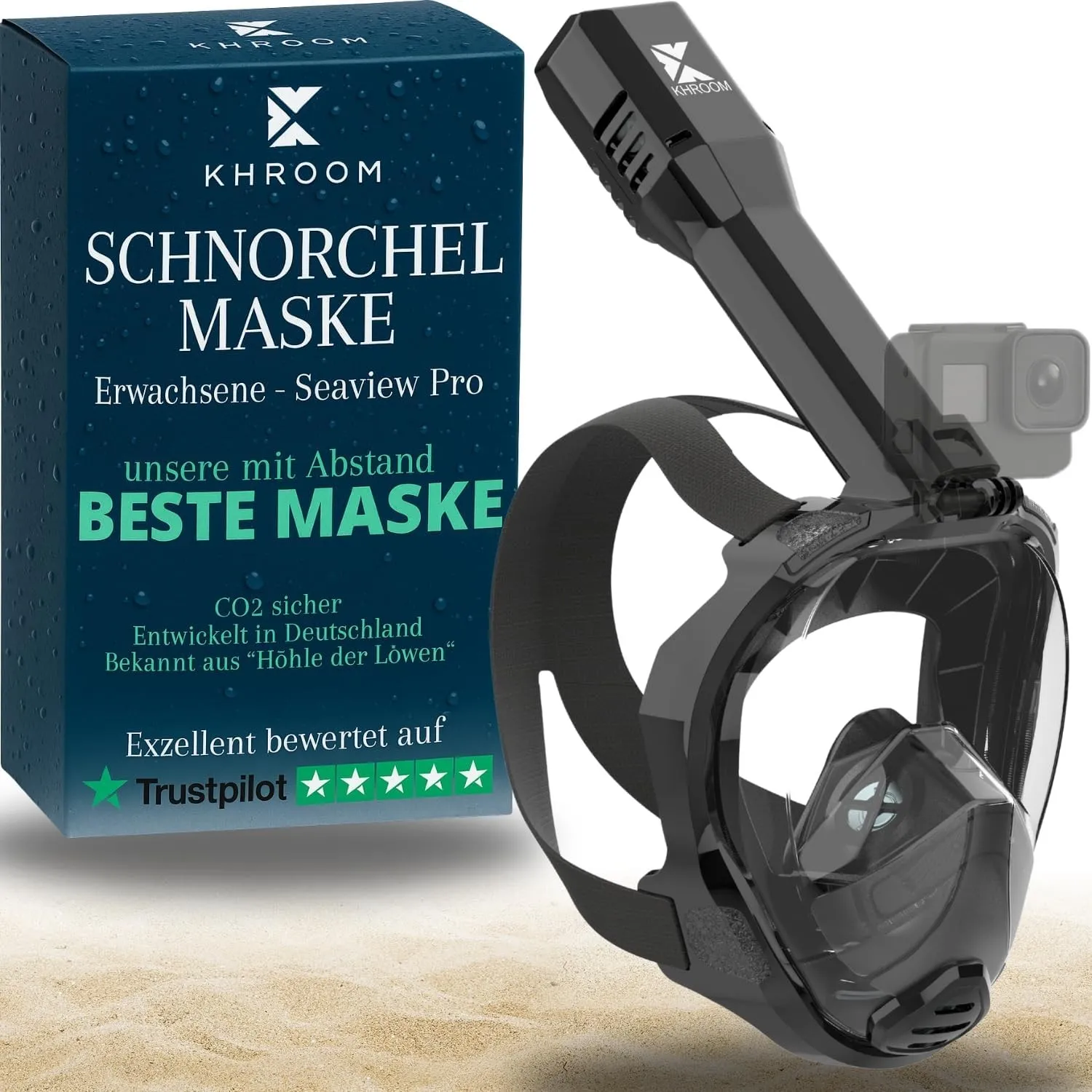 Khroom Schnorchelmaske Erwachsene Vollmaske | Unsere Beste CO2 sichere Tauchermaske Seaview Pro zum Schnorcheln | Tauch…