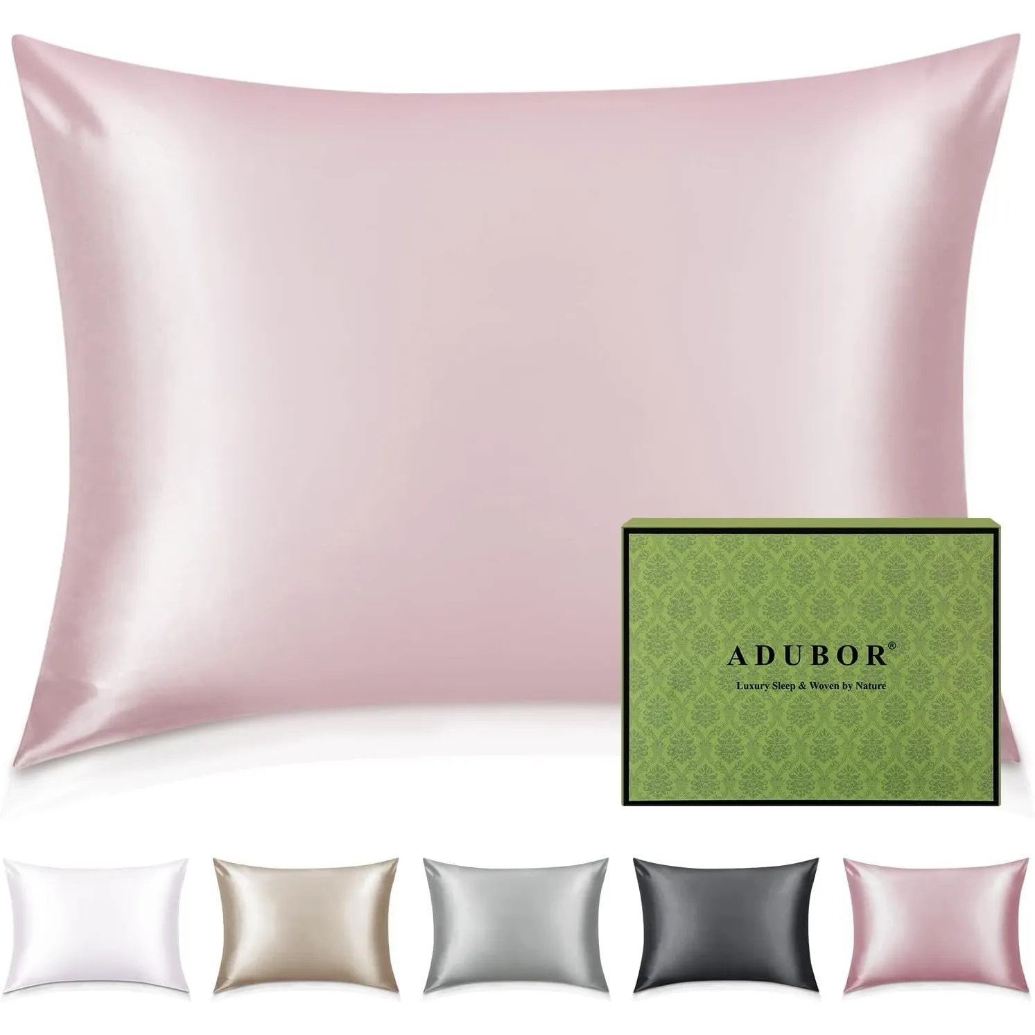 Adubor 100% Seidenkissenbezug 40x80cm für Haar und Haut mit Reißverschluss