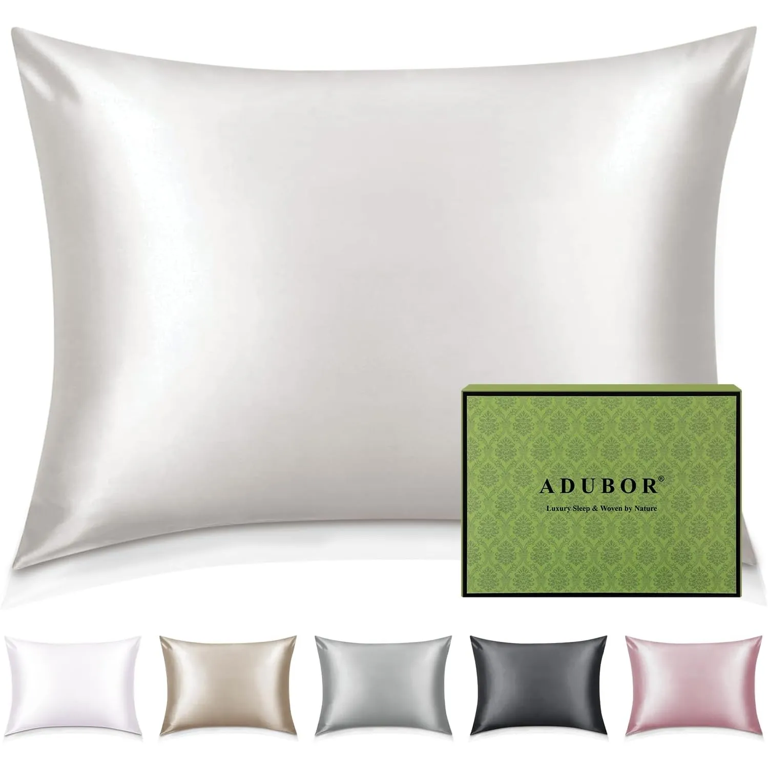 Adubor 100% Seidenkissenbezug 40x80cm für Haar und Haut mit Reißverschluss