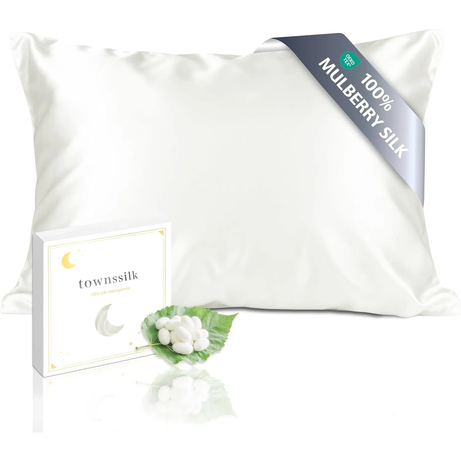 townssilk Beidseitig 100% 19mm Pure Maulbeerseide Kissenbezug für Haar und Haut Gesundheit, 1 Stück 50x80cm Größe Kisse…
