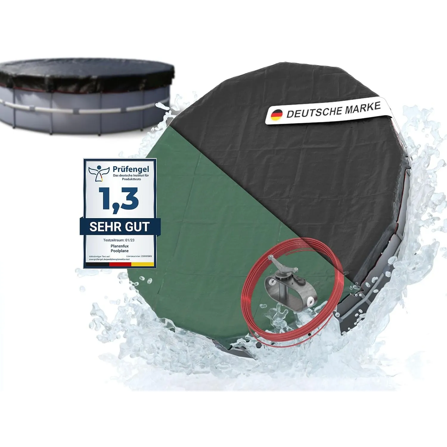 Planenfux® Poolabdeckung rund 366 cm (Für Ø 320-366 cm Becken) | Solarplane