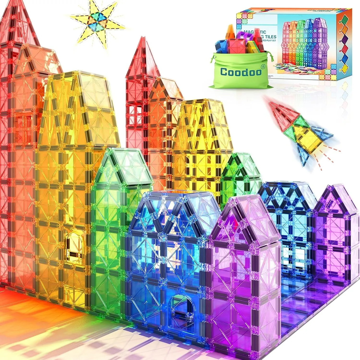Magnetische Fliesen Kinderspielzeug STEM Magnet Spielzeug für Kleinkind Magnetische Blöcke Bauspielzeug Vorschule Lerne…