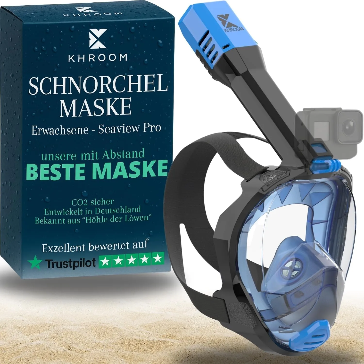 Khroom Schnorchelmaske Erwachsene Vollmaske | Unsere Beste CO2 sichere Tauchermaske Seaview Pro zum Schnorcheln | Tauch…